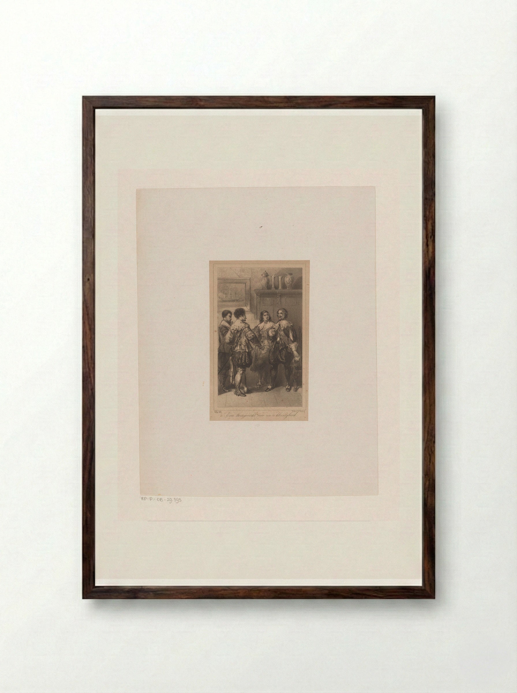 Vier mannen in zeventiende-eeuws kostuum - Charles Rochussen - Framed Print Dark Wood
