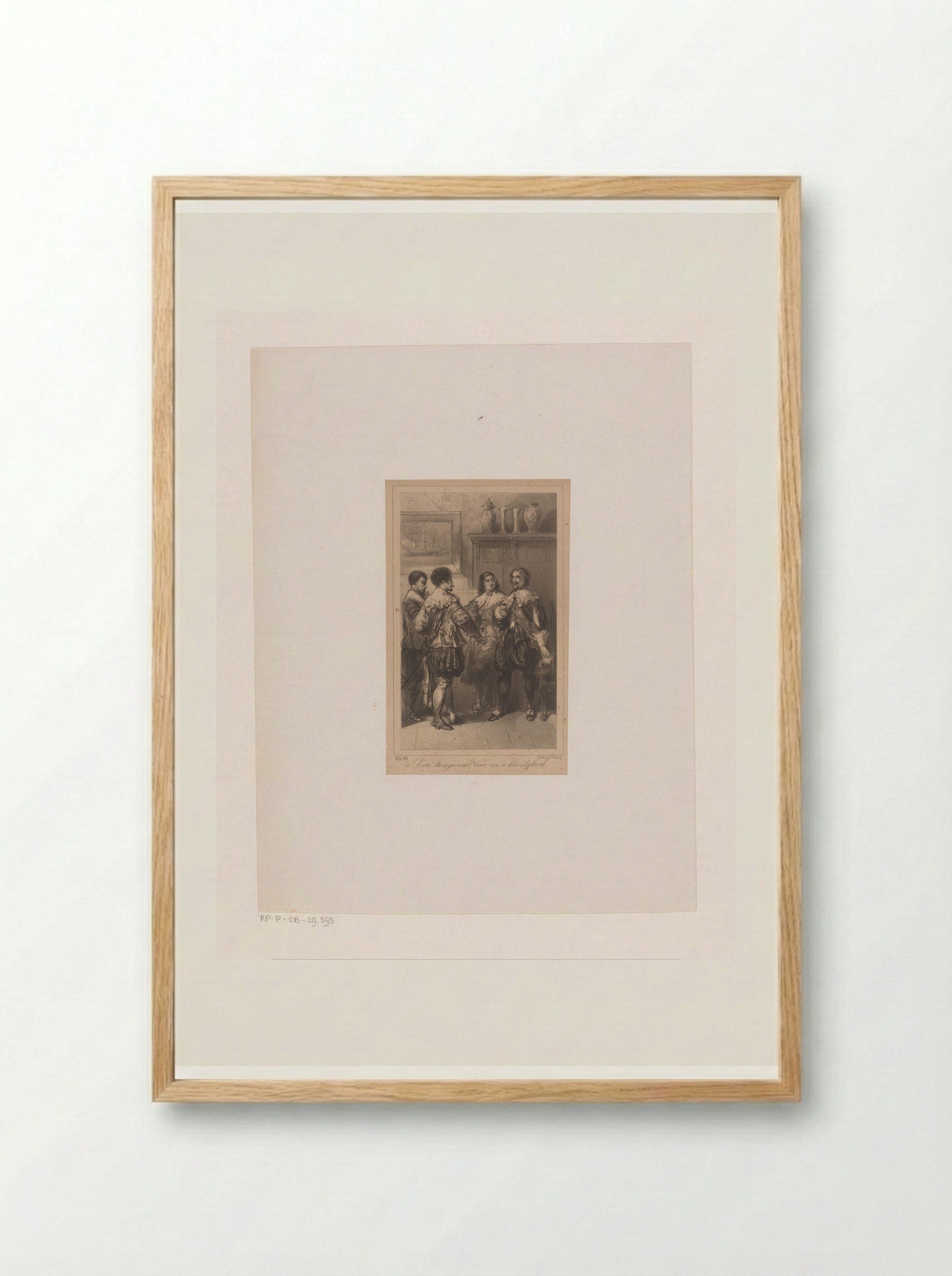 Vier mannen in zeventiende-eeuws kostuum - Charles Rochussen - Framed Print Wood
