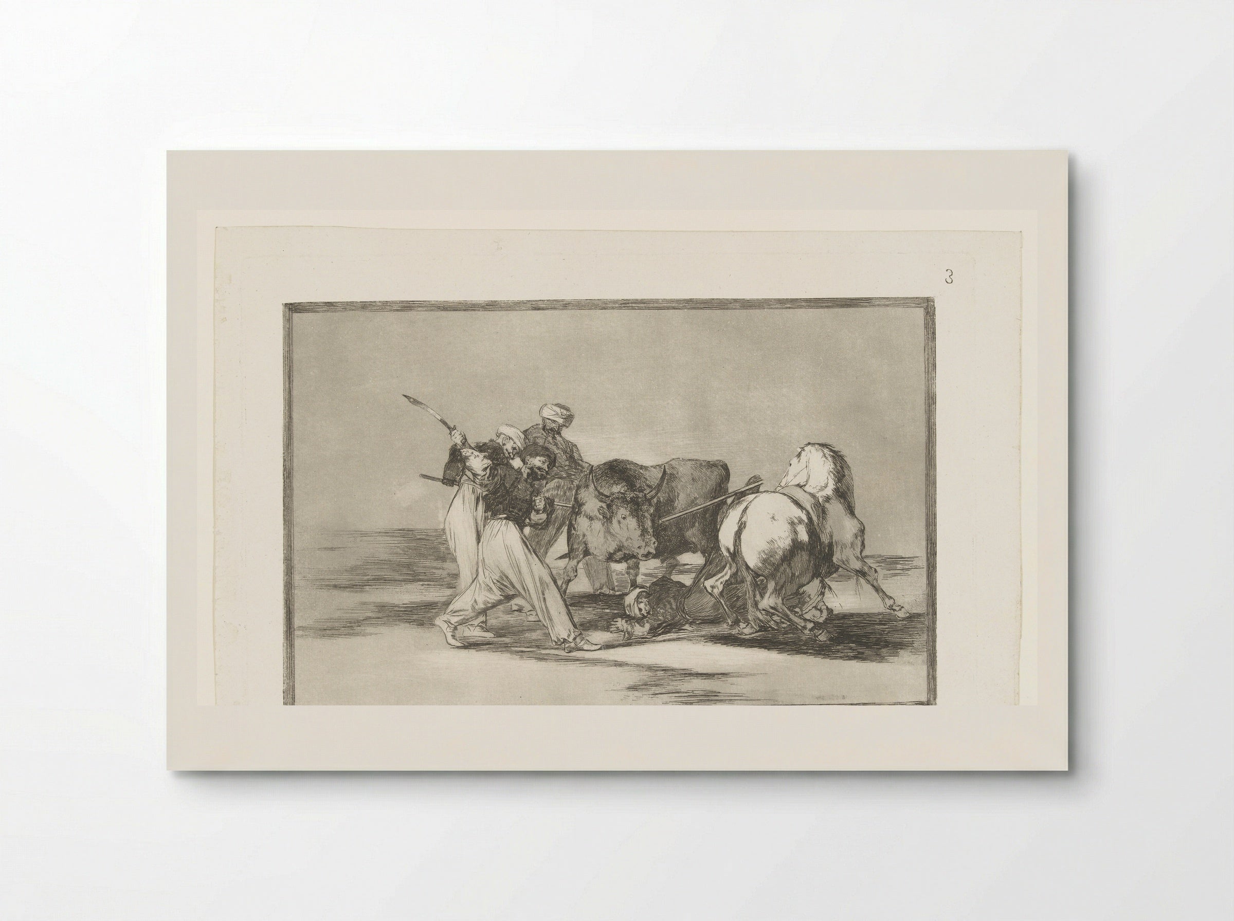 Vier mannen jagen op een stier - Francisco de Goya - Poster
