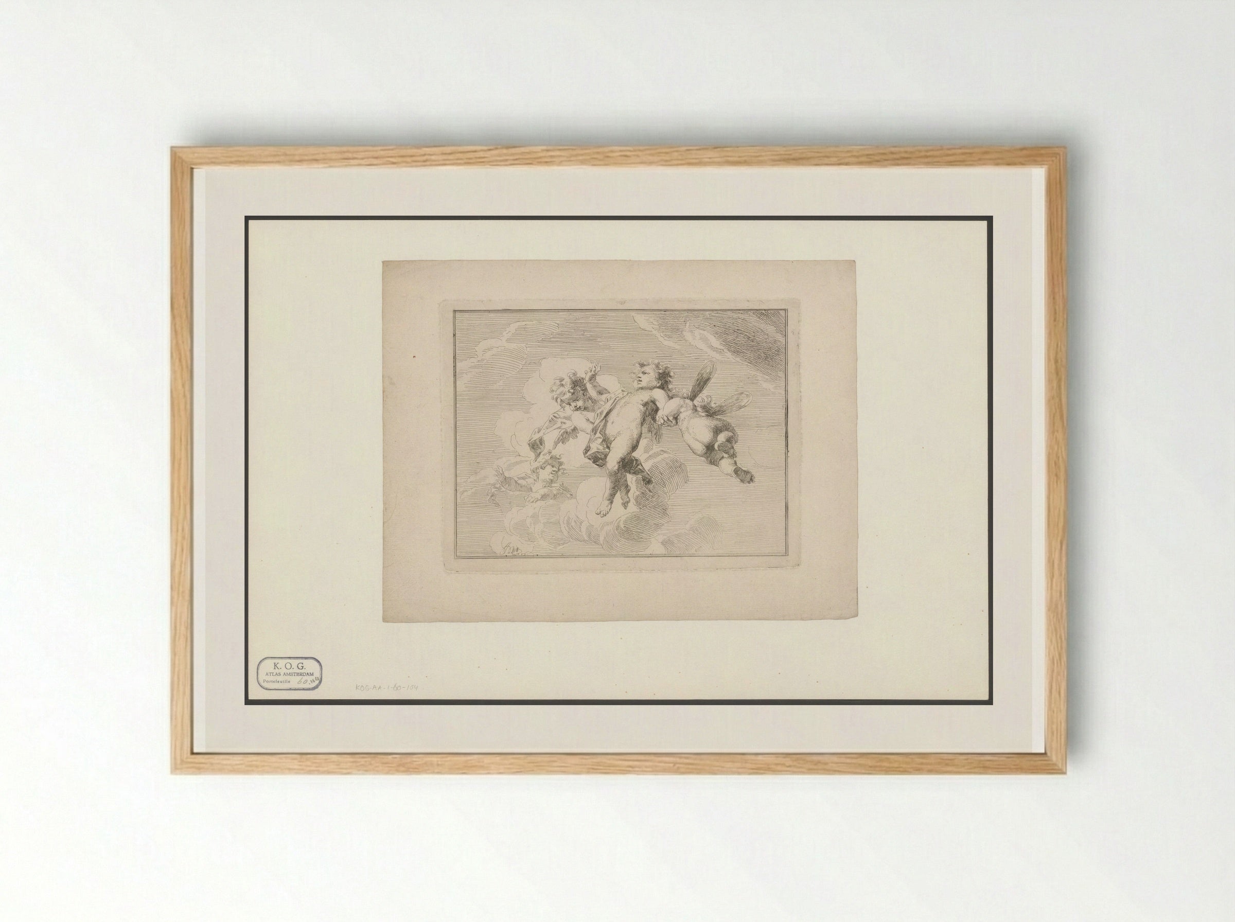 Vier putti tussen de wolken - Jacob de Wit - Framed Print Wood