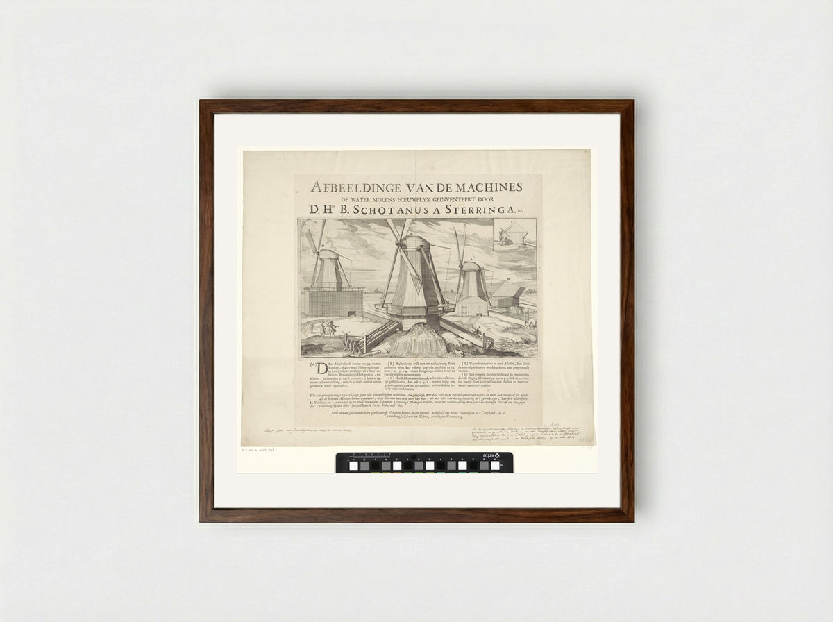 Vier watermolens te Kleef - Caspar Luyken - Framed Print Dark Wood