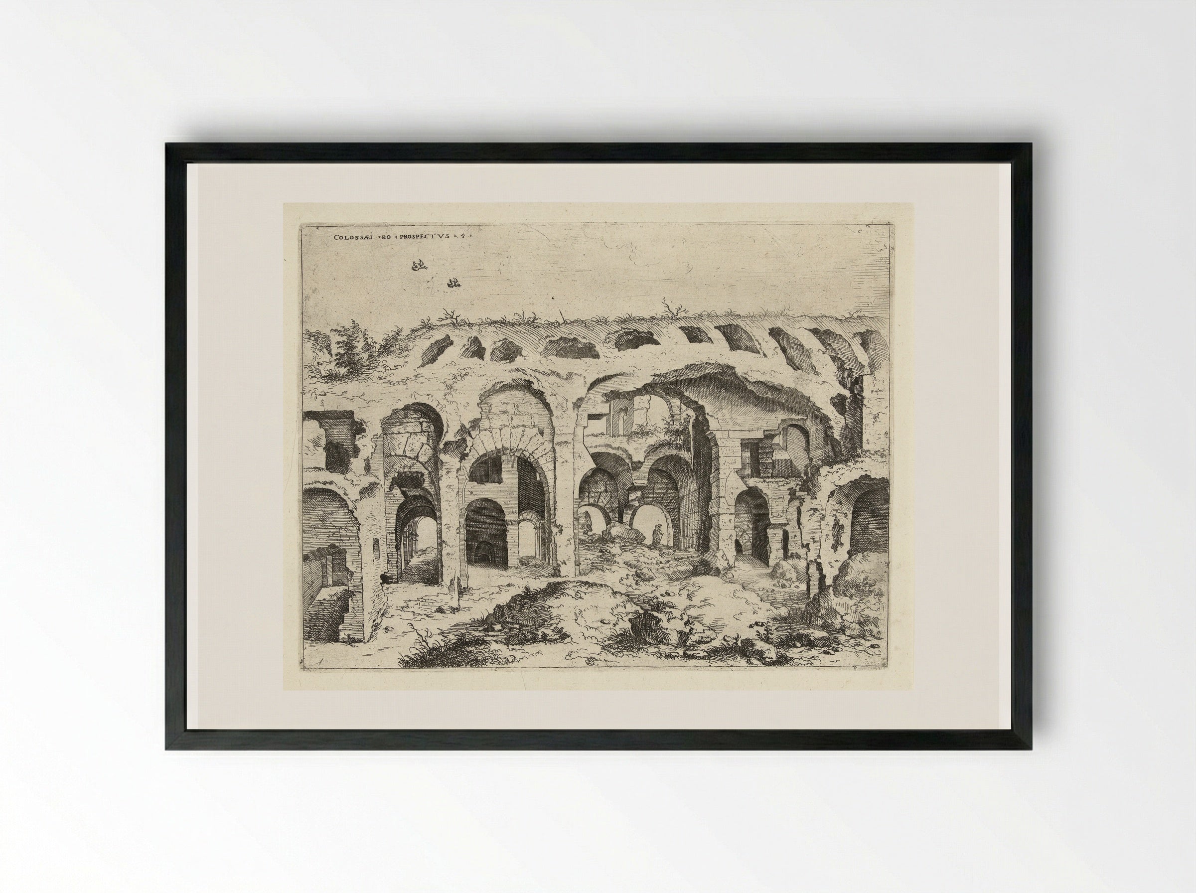 Vierde gezicht op het Colosseum te Rome - Hieronymus Cock - Framed Print Black