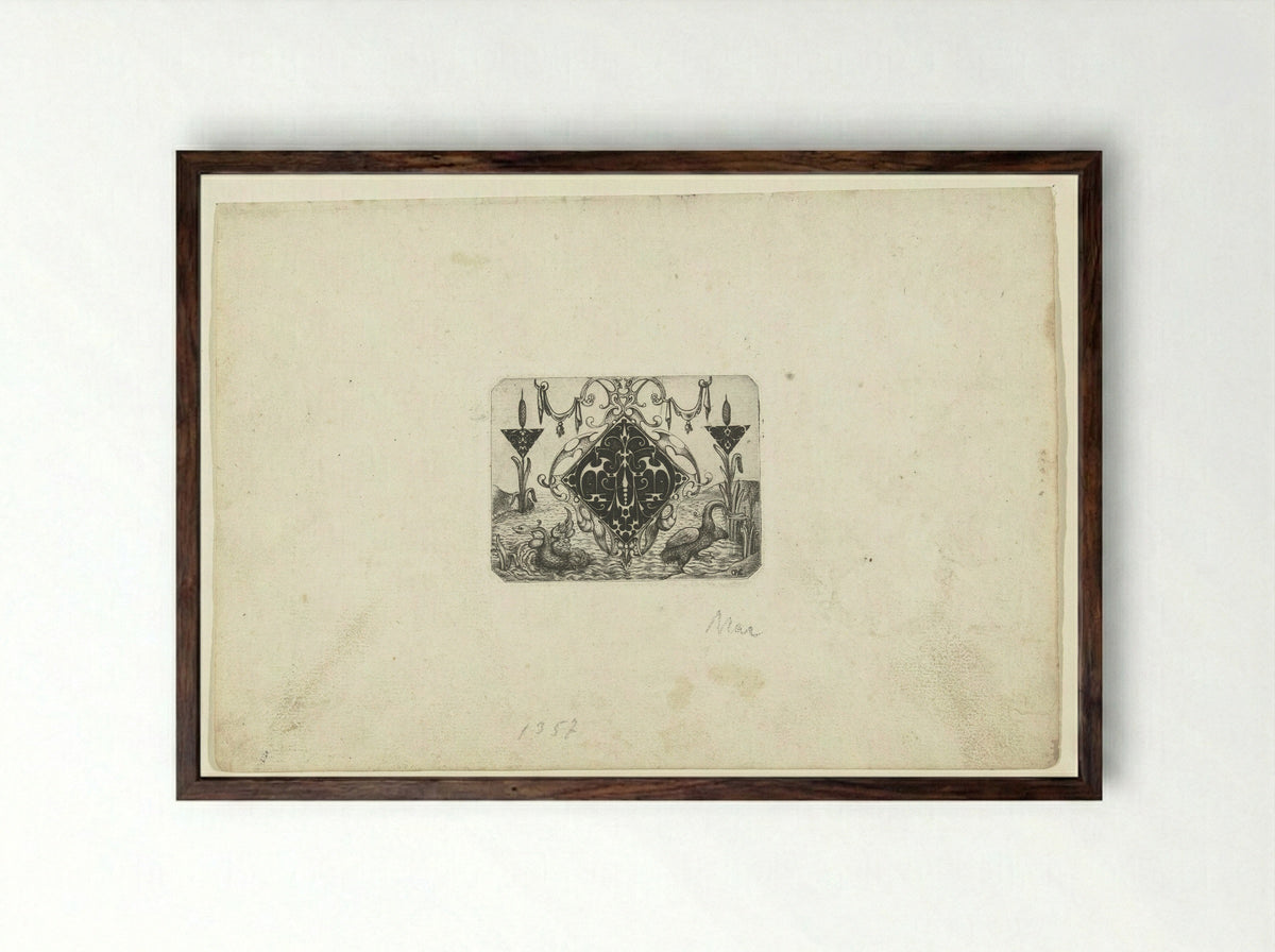 Vierkante hanger voor achtergrond van water - Giovanni Battista Costantini - Framed Print Dark Wood