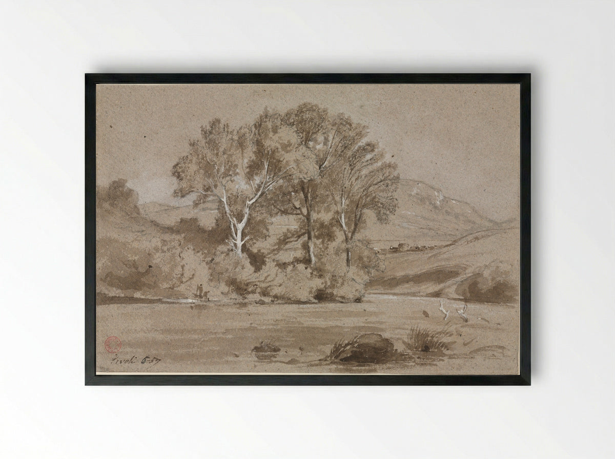 View Near Tivoli (Vue prise à Tivoli) - Jean Achille Benouville - Framed Print Black
