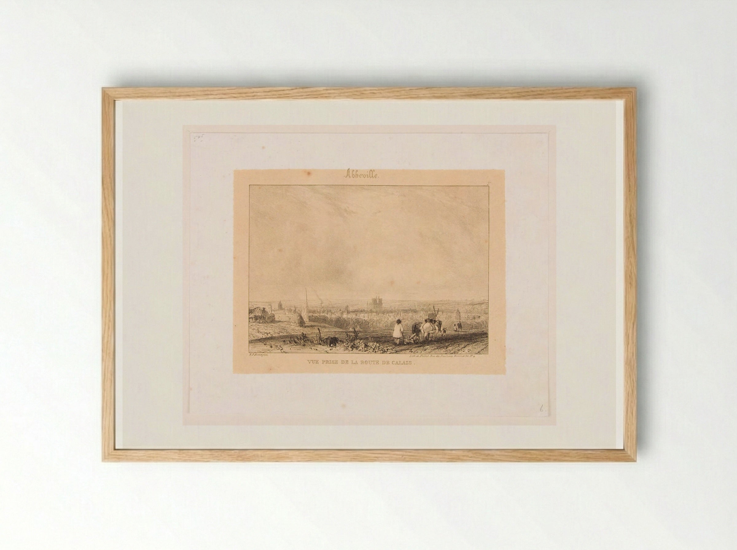 View Taken from the Road to Calais to Abbeville - Richard Parkes Bonington - Framed Print Wood