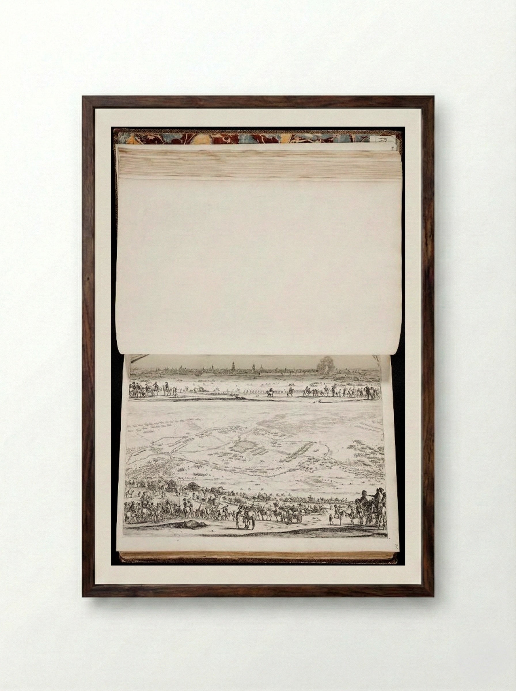 View and Plan of Arras - Stefano Della Bella - Framed Print Dark Wood