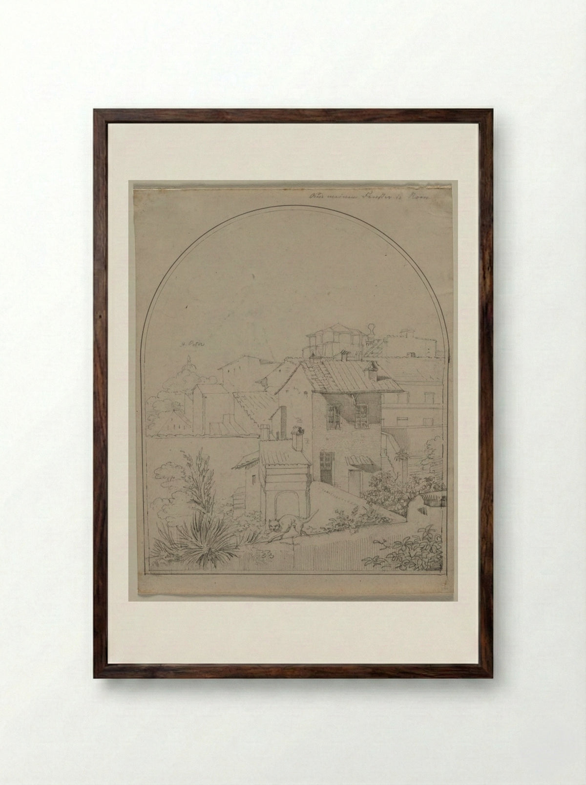 View from My Window in Rome - Carl Ludwig Tischbein - Framed Print Dark Wood