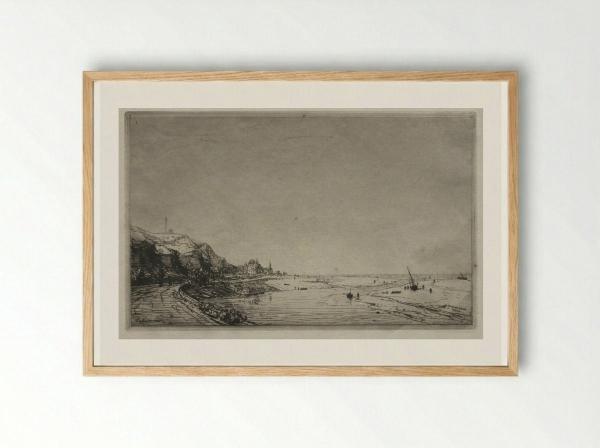 View from Port du Dives (Calvados) - Maxime Lalanne - Framed Print Wood