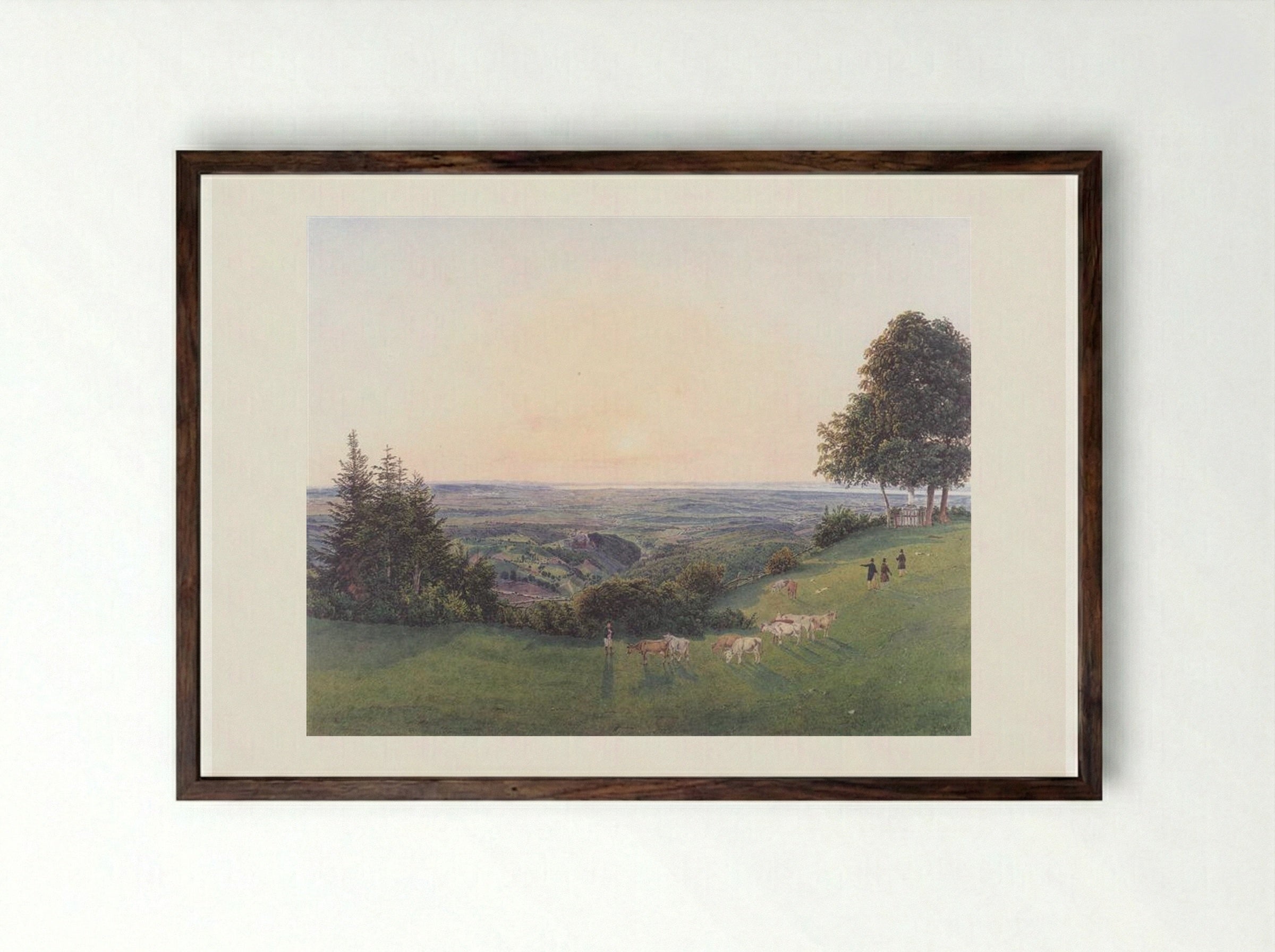 View from the Chapel Rosalie - Rudolf von Alt - Framed Print Dark Wood
