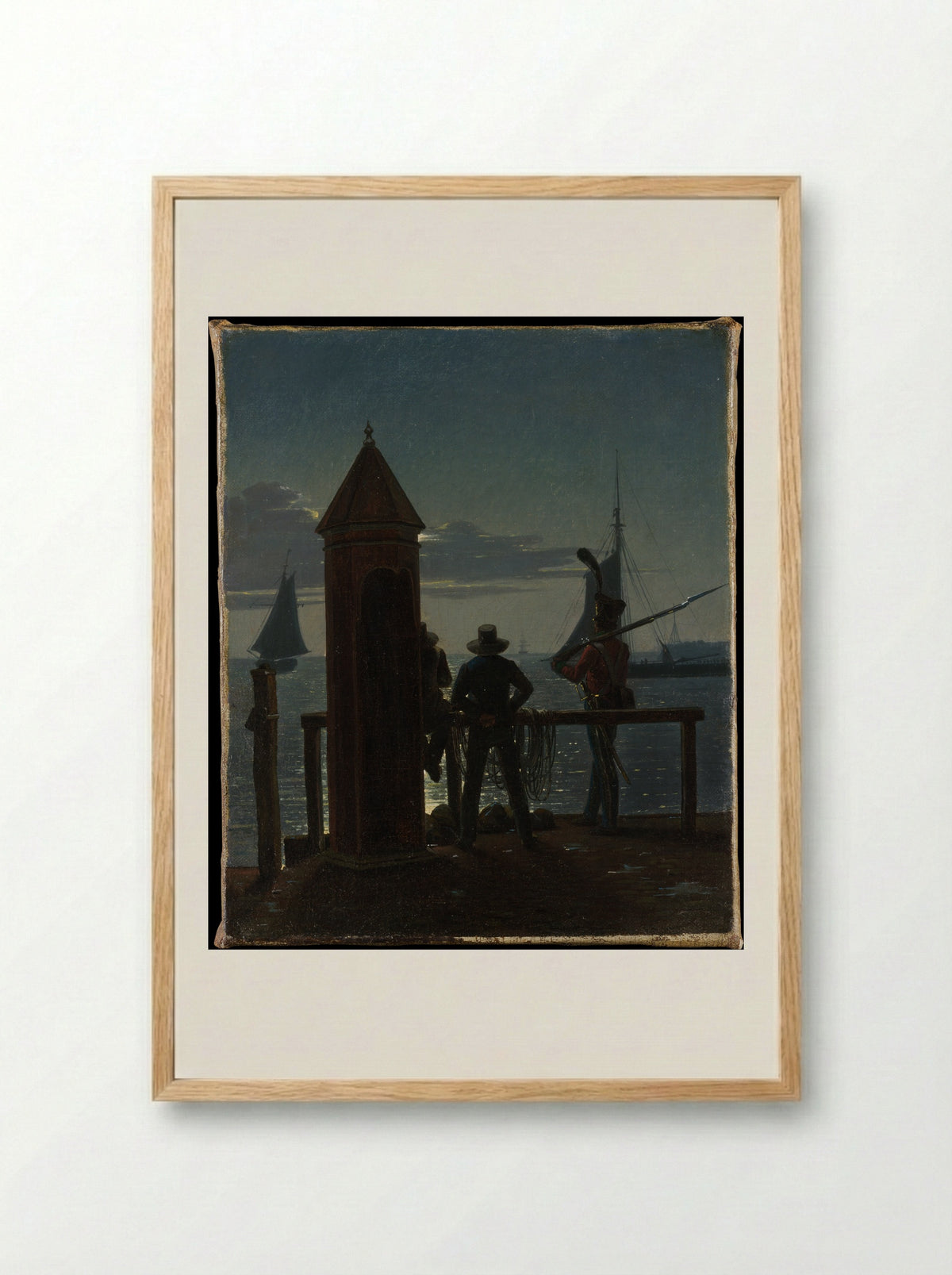 View from the Citadel Ramparts in Copenhagen by Moonlight - Martinus Rørbye - Framed Print Wood