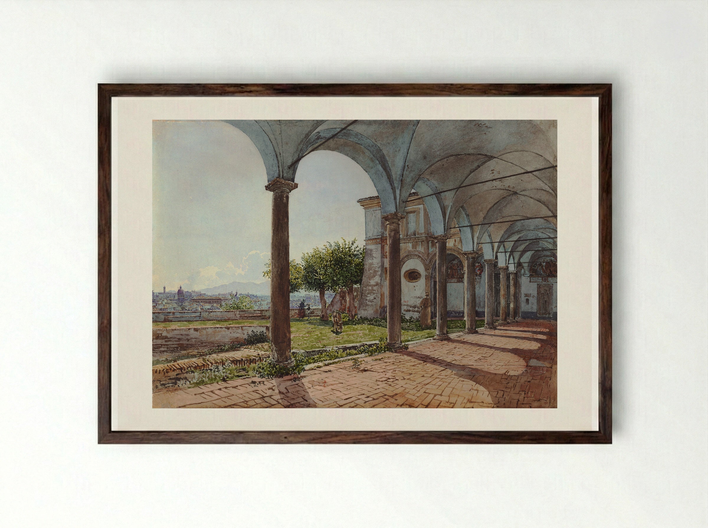 View from the Monastery of Sant'Onofrio in Rome - Rudolf von Alt - Framed Print Dark Wood
