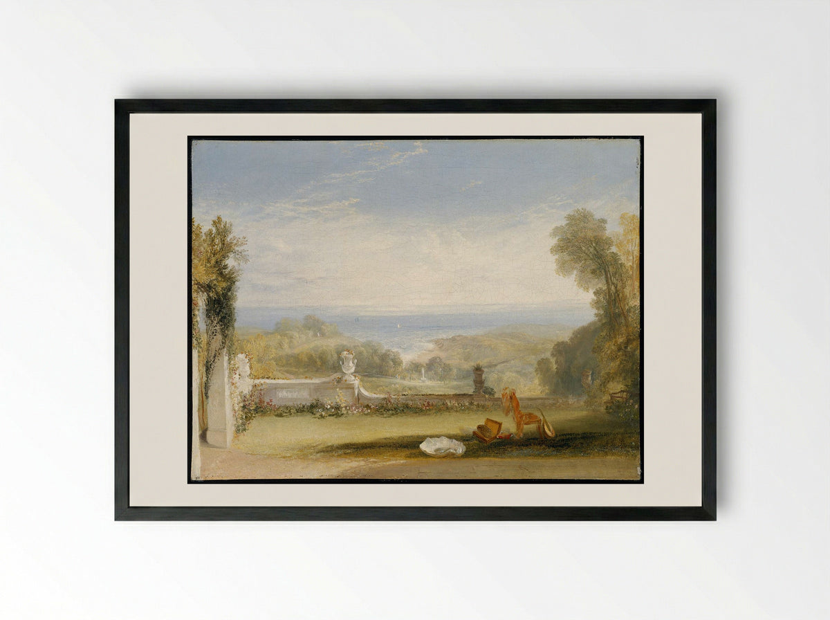 View from the Terrace of a Villa at Niton, Isle of Wight - J.M.W. Turner - Framed Print Black