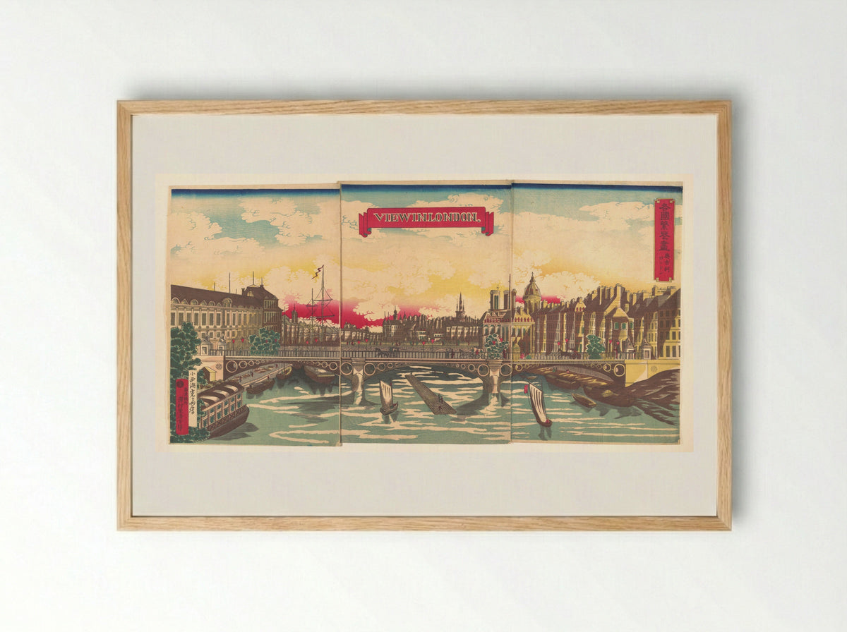 View in London, the Prosperity of Countries: London, England - Utagawa Yoshimori - Framed Print Wood
