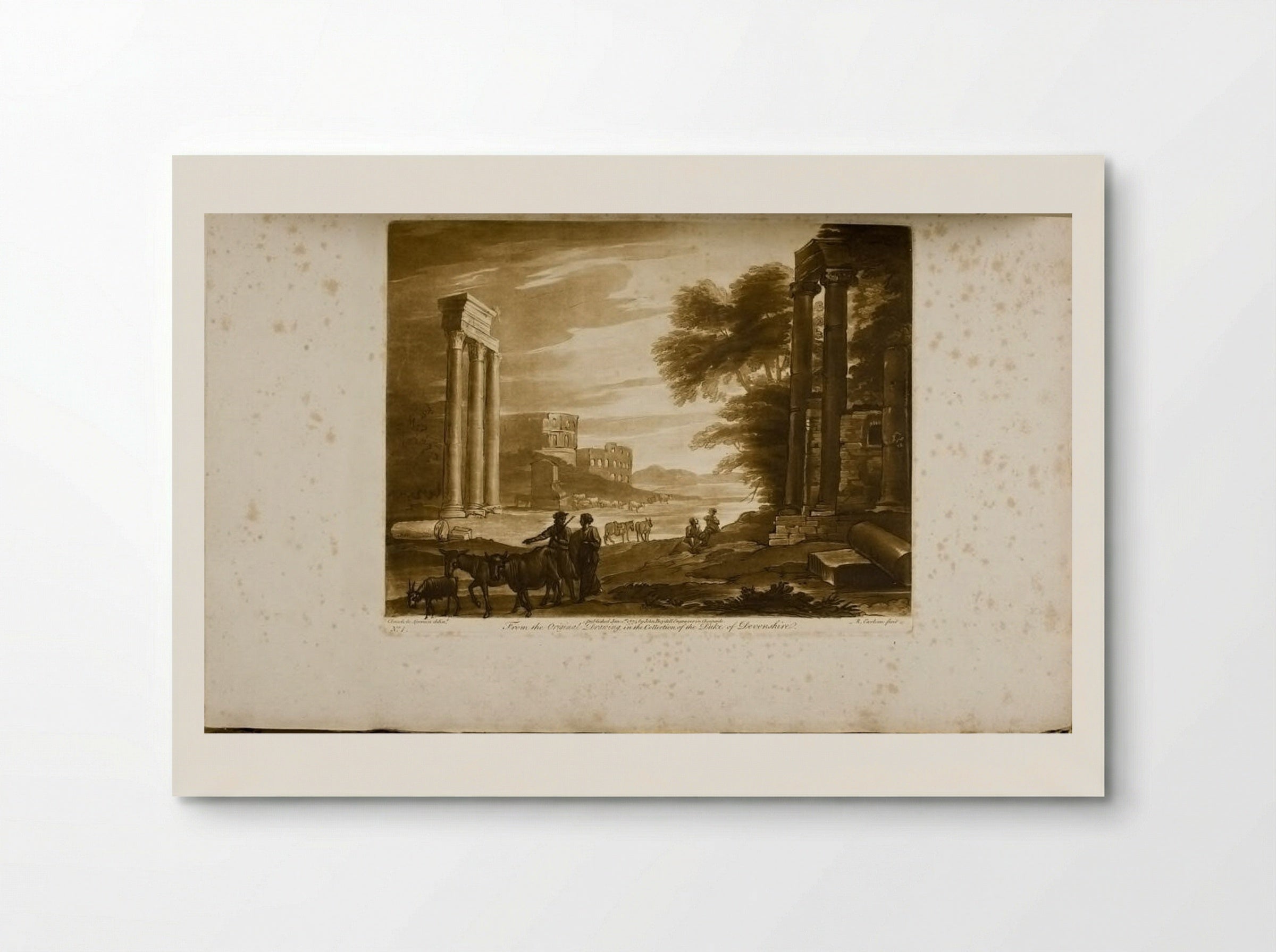 View in Rome, with Three Columns of Jupiter Stator and the Colosseum - Richard Earlom - Poster