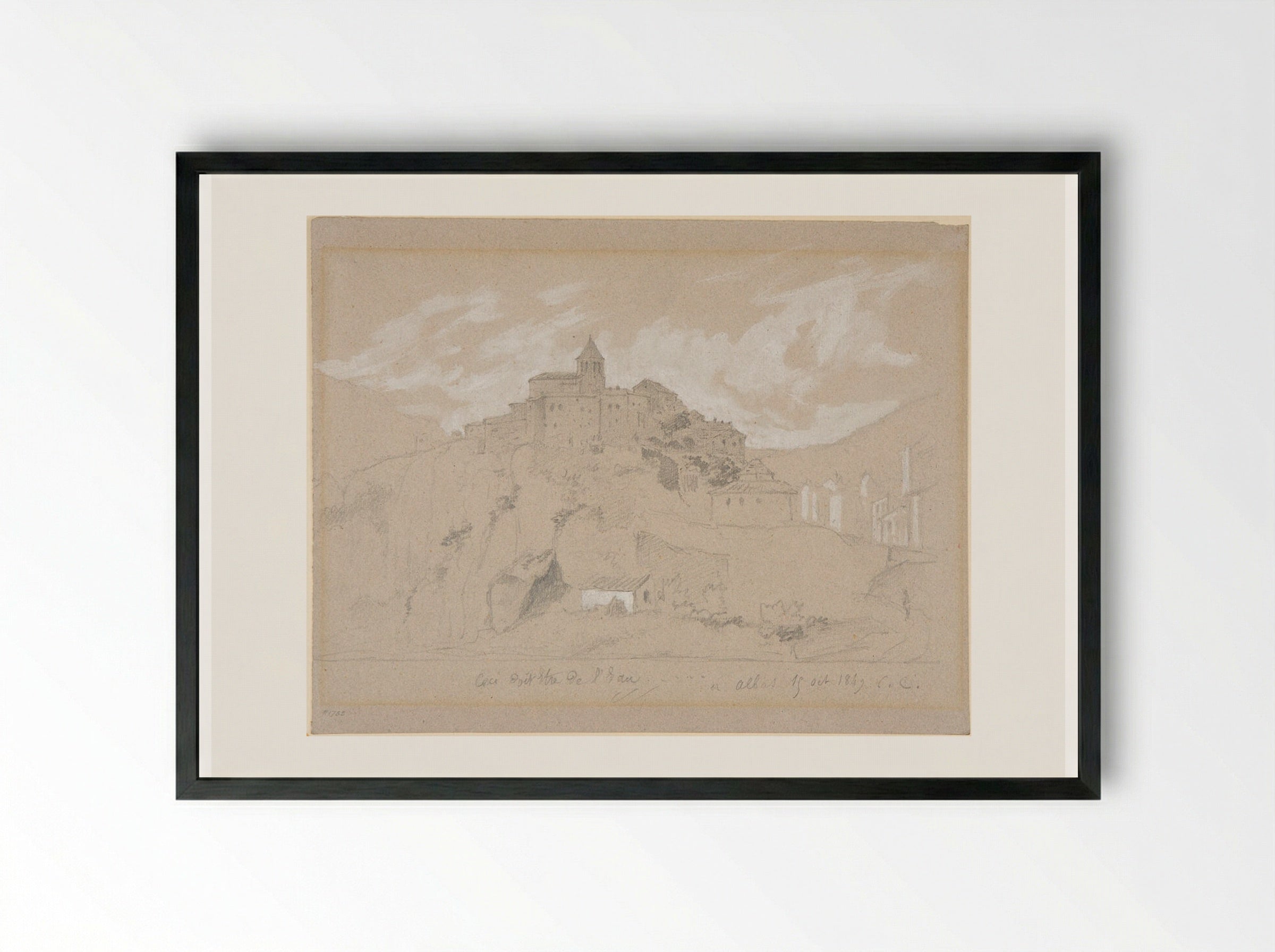 View of Albas, France - Jean-Baptiste-Camille Corot - Framed Print Black