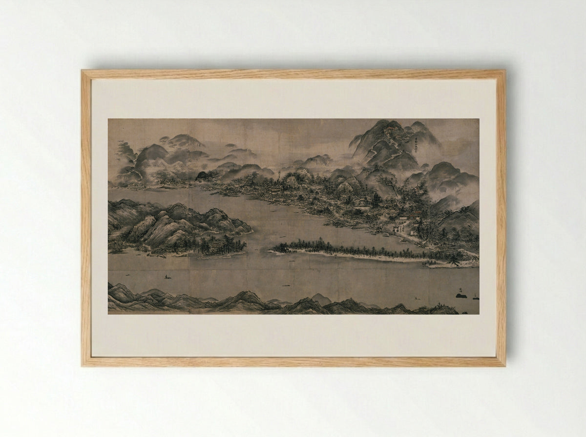 View of Ama-no-Hashidate - Sesshu Toyo - Framed Print Wood