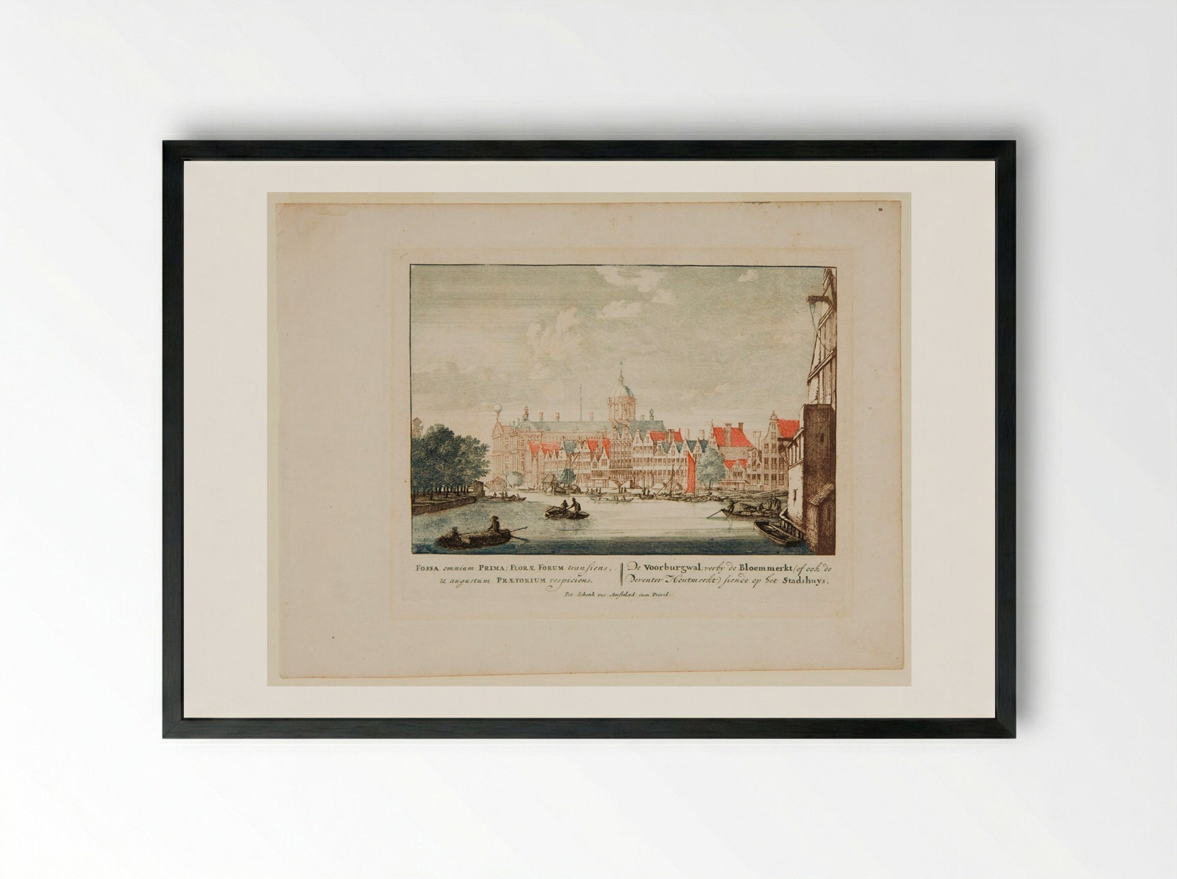 View of Amsterdam - Pieter Schenck - Framed Print Black
