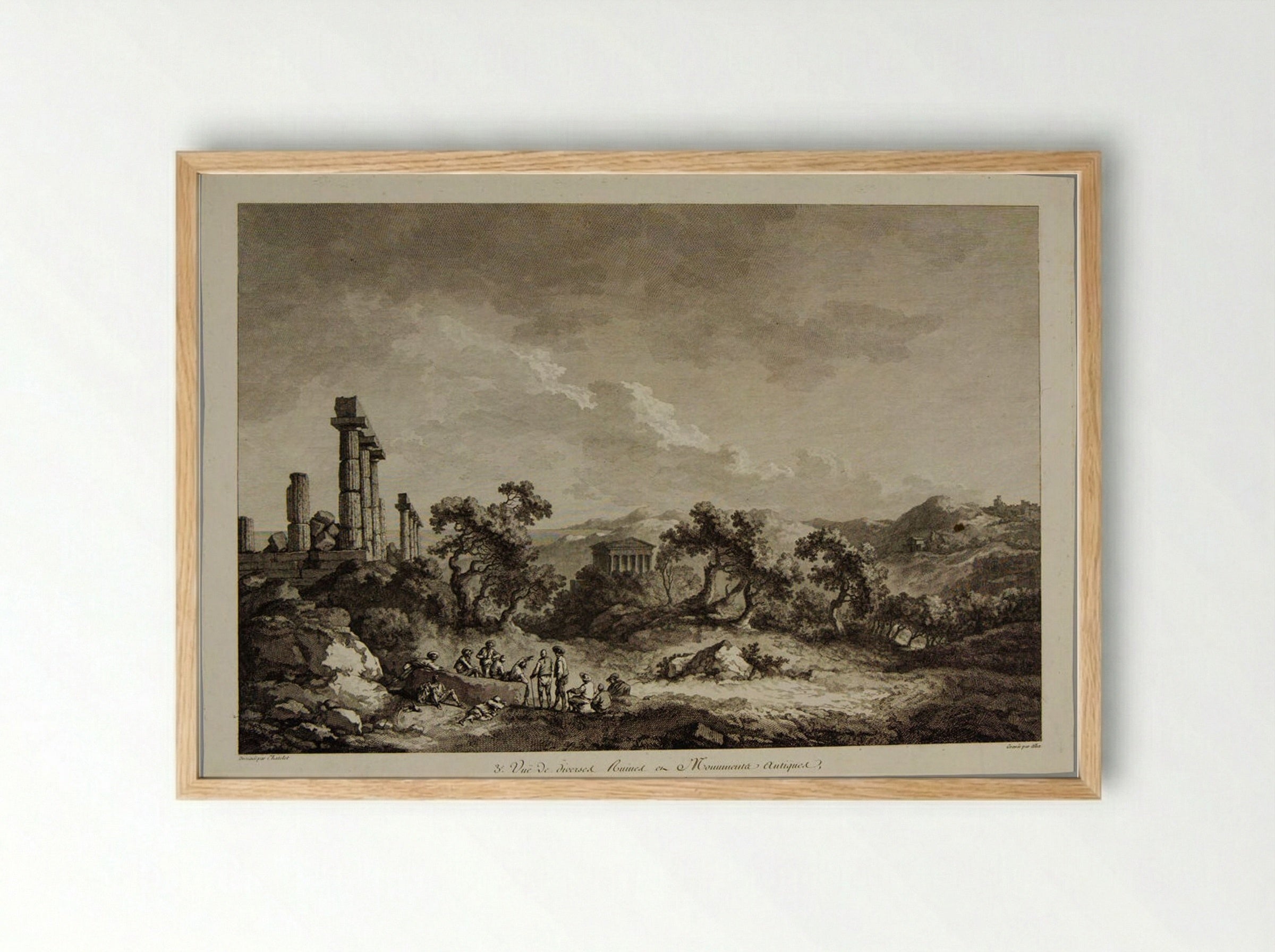 View of Ancient Ruins near Agrigentum - Pierre Michel Alix - Framed Print Wood