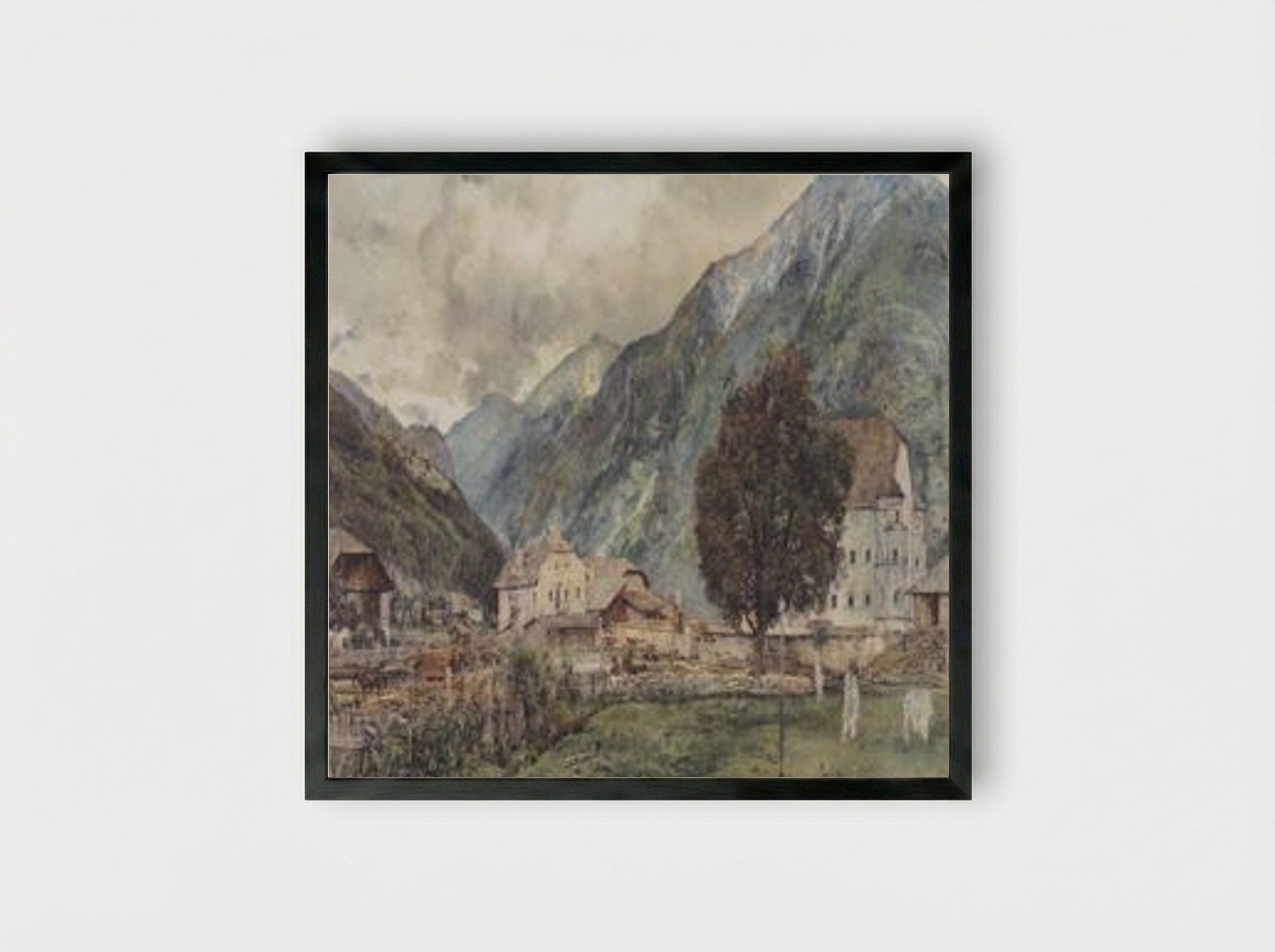View of Böckstein and the entrance to Anlauftal - Rudolf von Alt - Framed Print Black