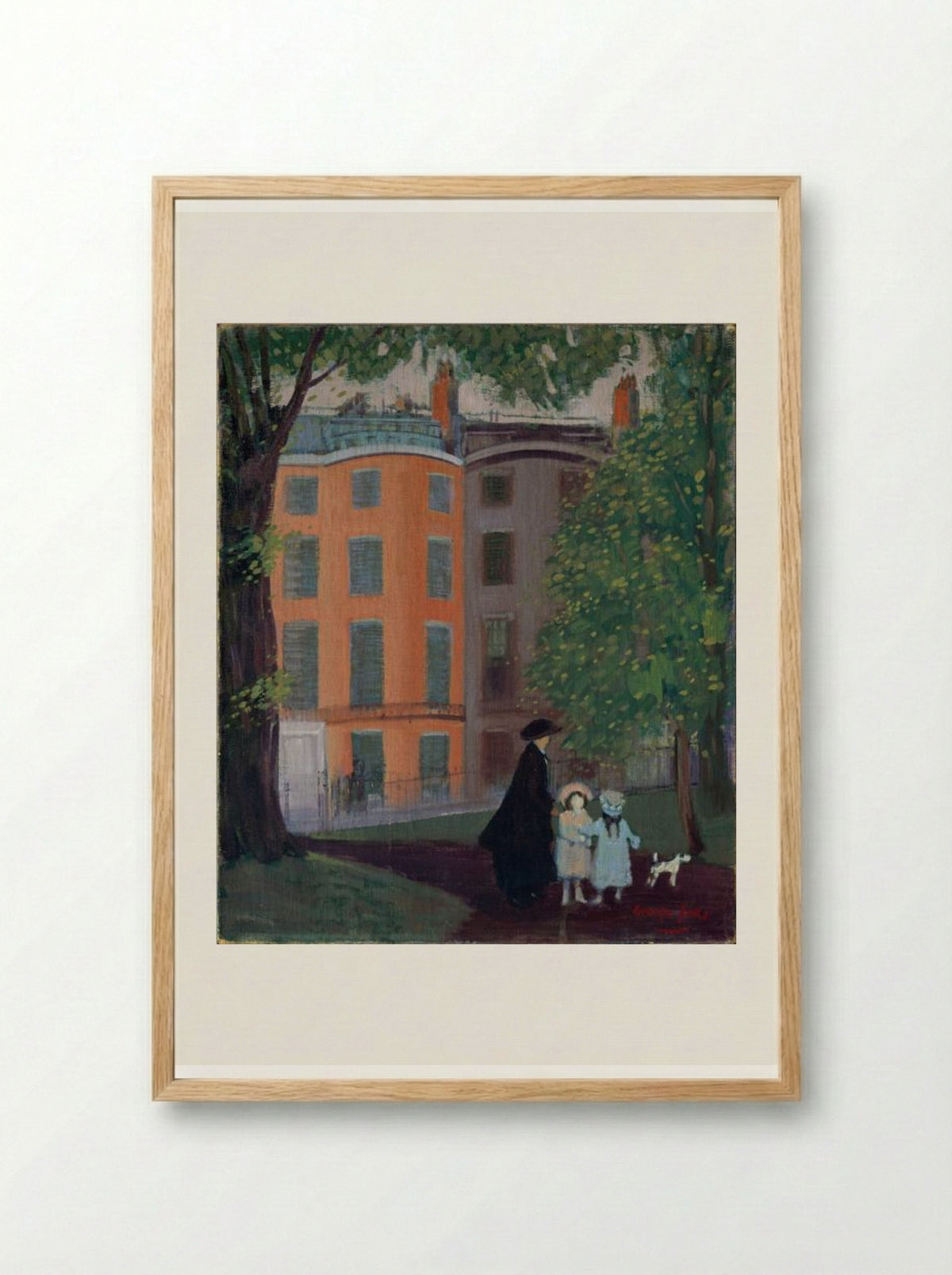 View of Beacon Street from Boston Common - George Luks - Framed Print Wood