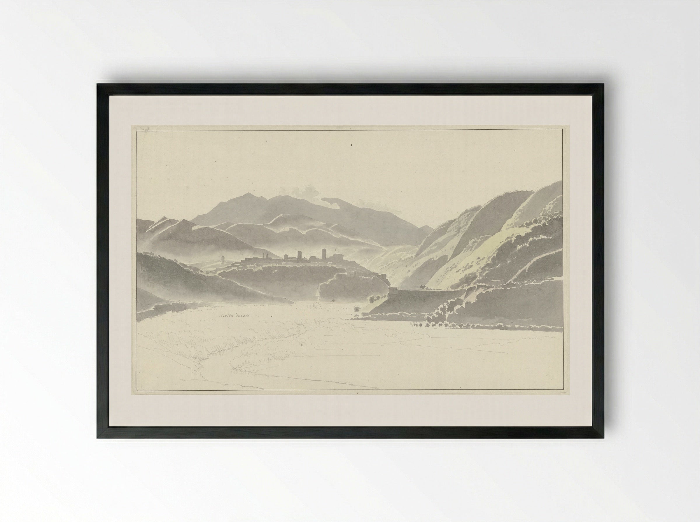 View of Cittaducale - Josephus Augustus Knip - Framed Print Black