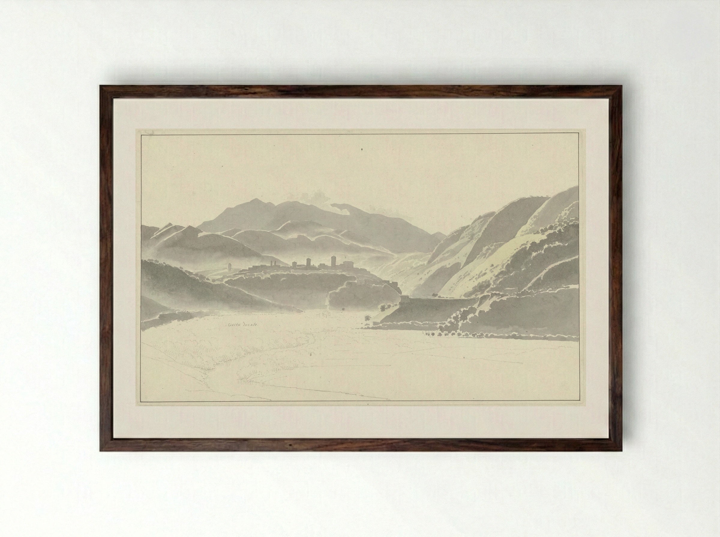 View of Cittaducale - Josephus Augustus Knip - Framed Print Dark Wood