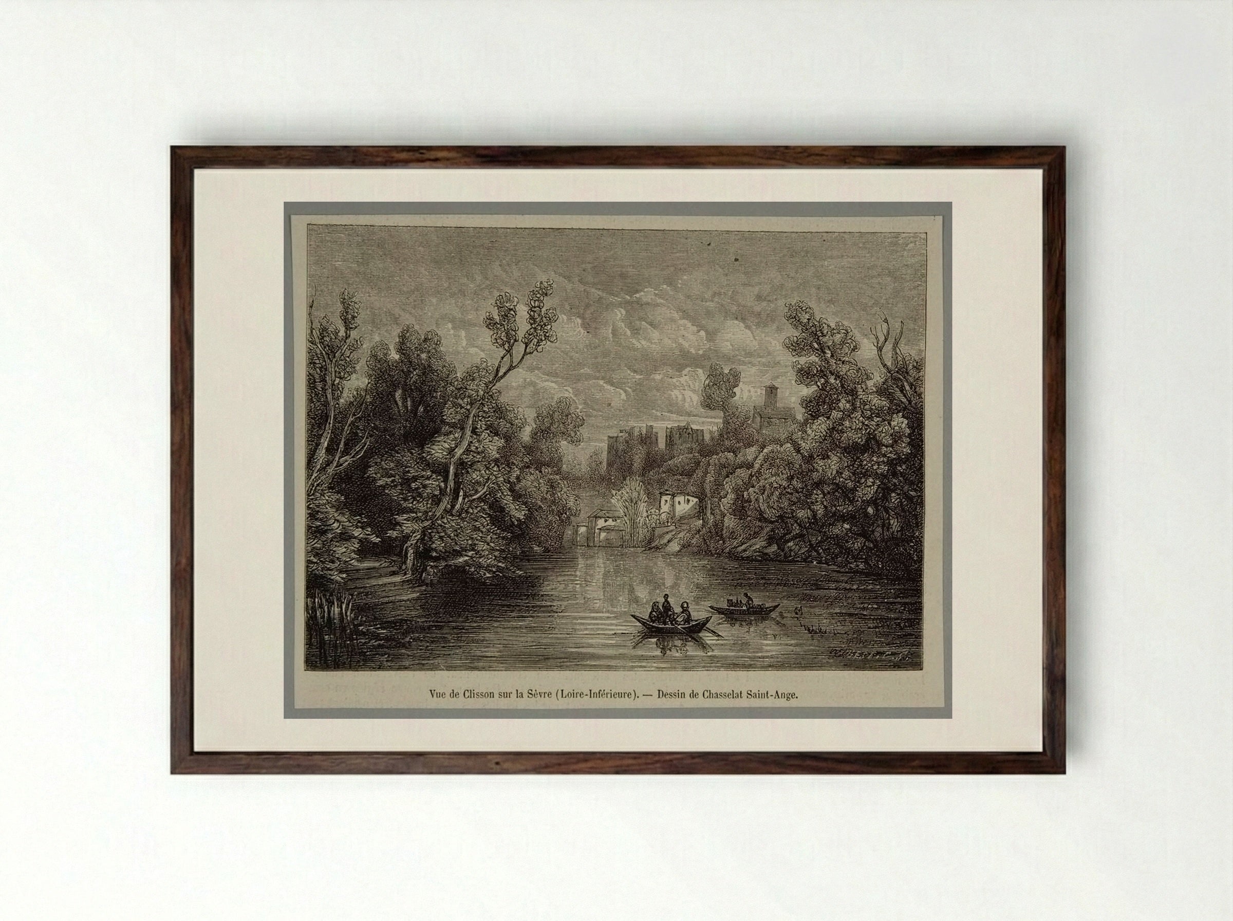 View of Clisson on the Sèvre - Best et Cie - Framed Print Dark Wood