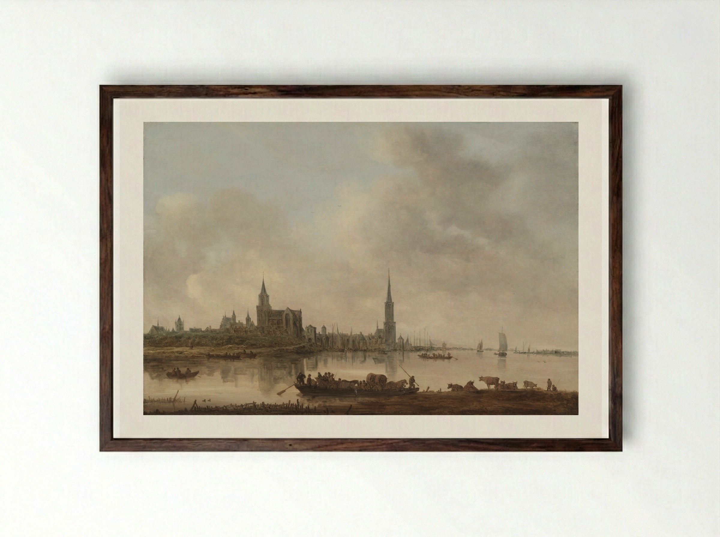 View of Emmerich - Jan van Goyen - Framed Print Dark Wood