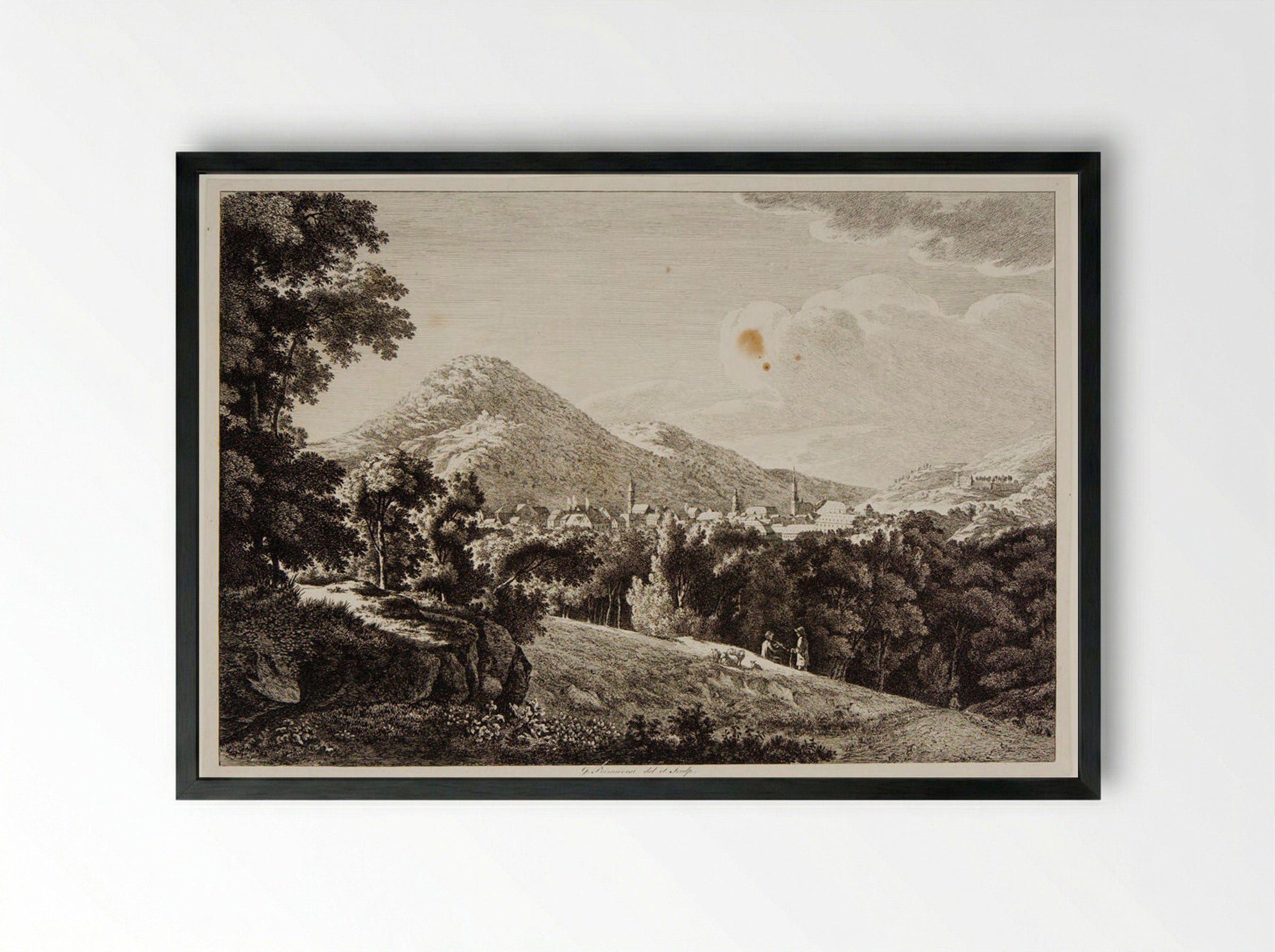 View of Heidelberg - Johann George Primavesi - Framed Print Black
