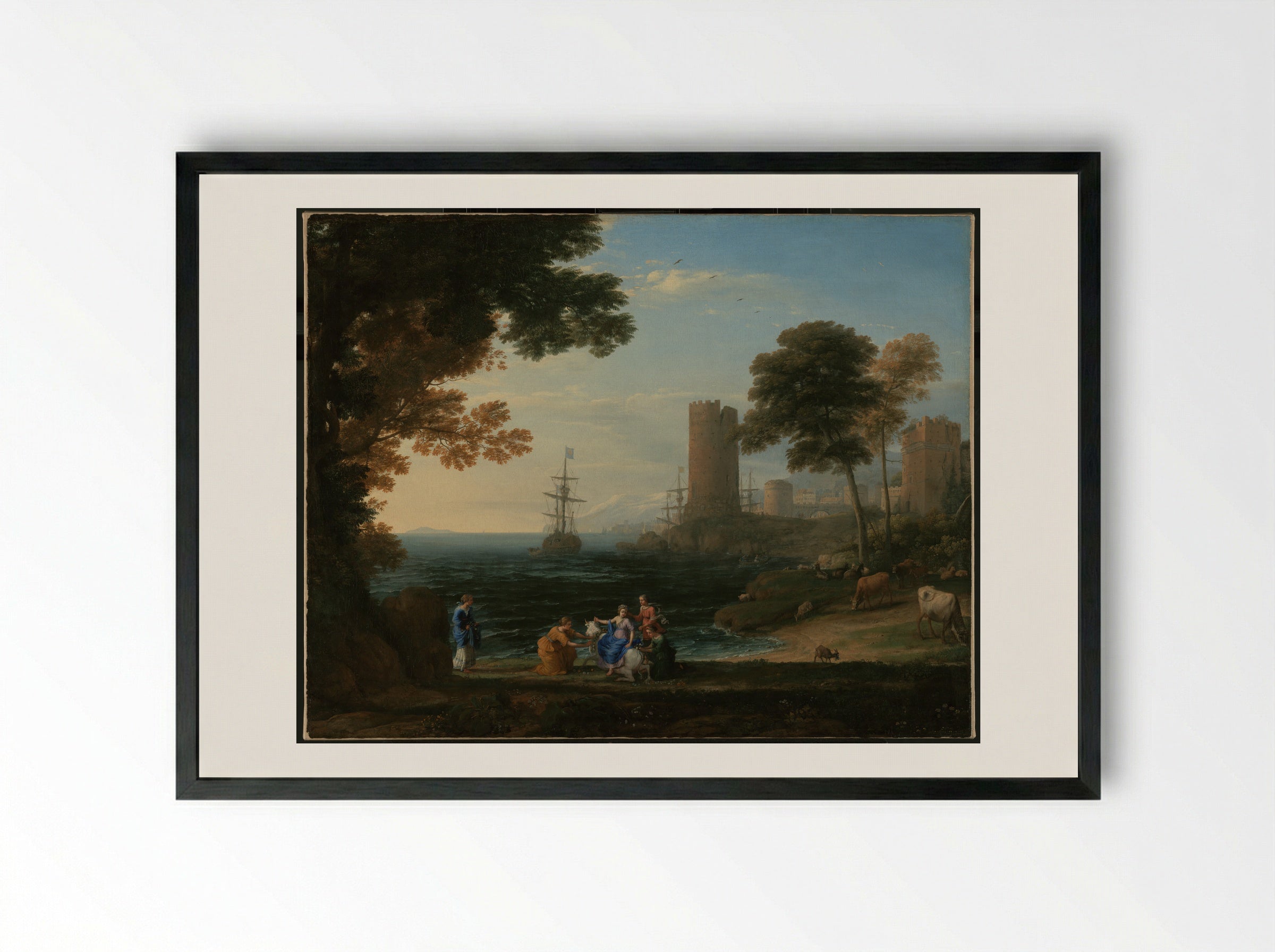 View of La Crescenza - Claude Lorrain - Framed Print Black