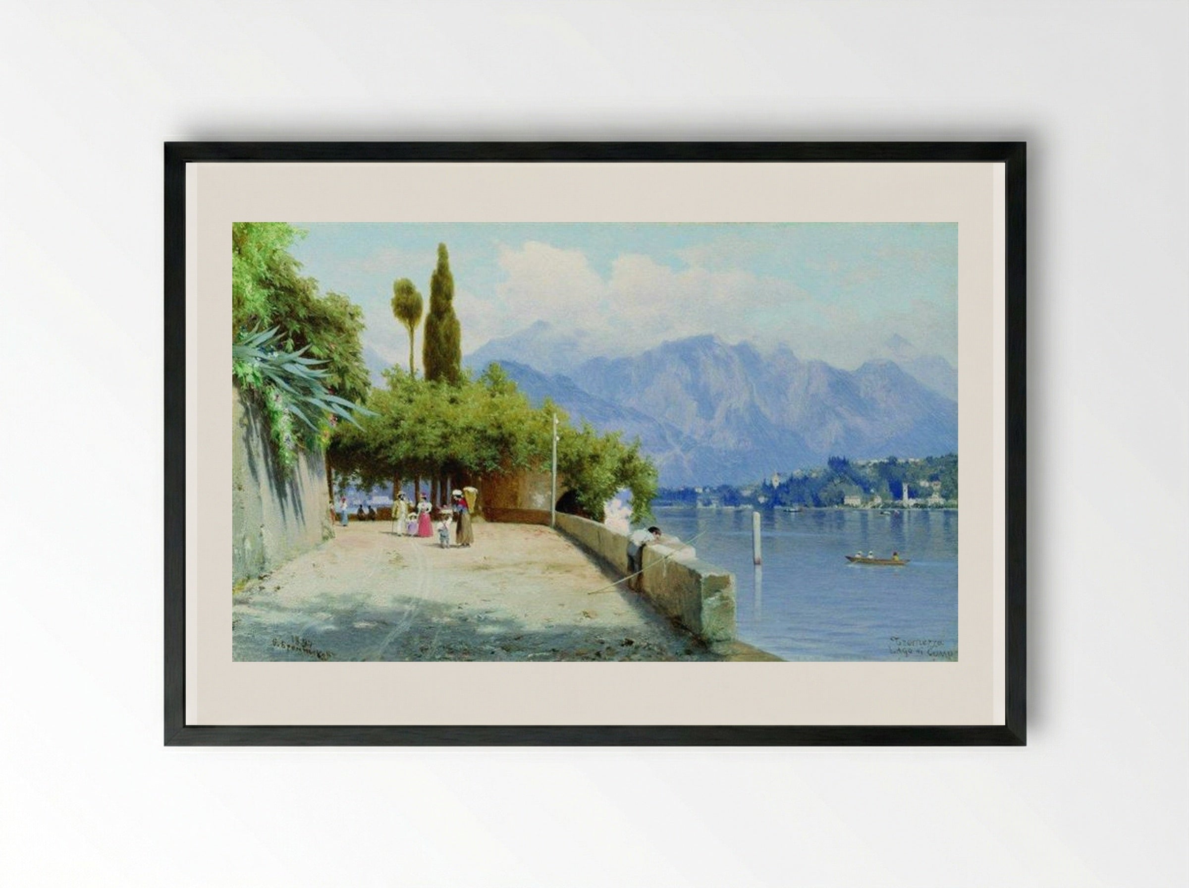 View of Lake Como - Fyodor Bronnikov - Framed Print Black