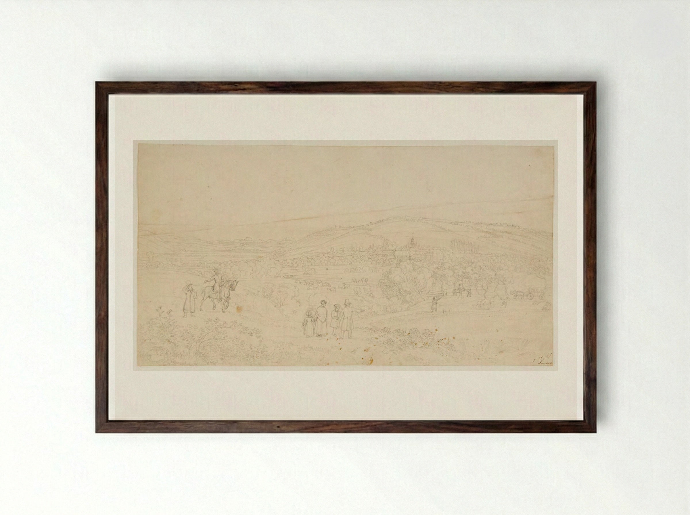 View of Lockwitz - Adrian Ludwig Richter - Framed Print Dark Wood