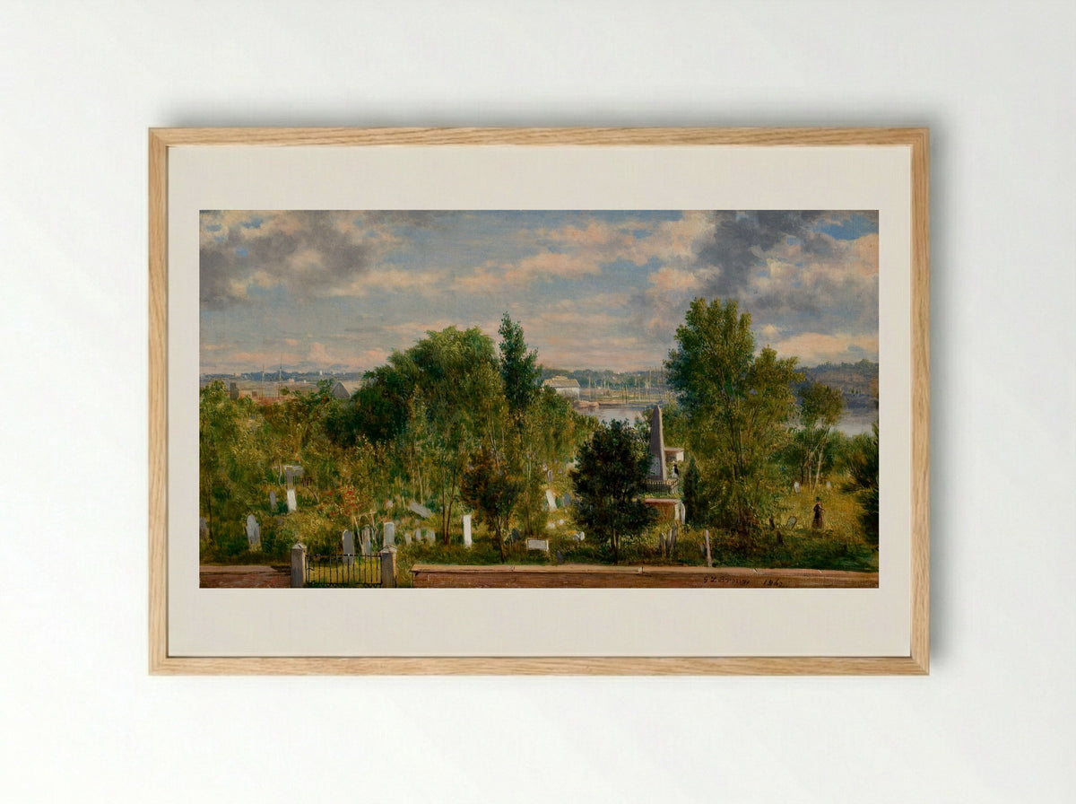 View of Mount Auburn Cemetery - George Loring Brown - Framed Print Wood
