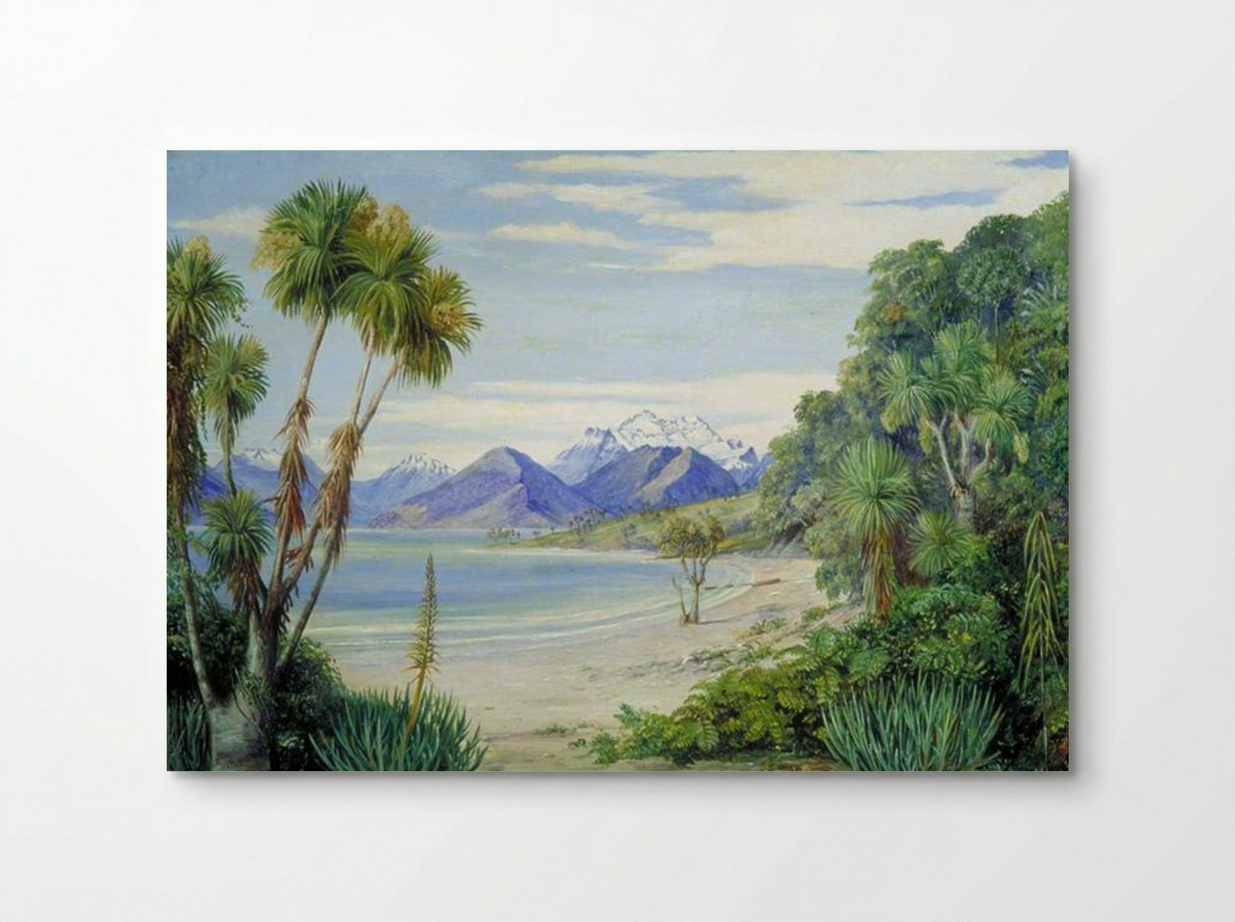 View of Mount Earnshaw from the Island in Lake Wakatipu, New Zealand - Marianne North - Poster