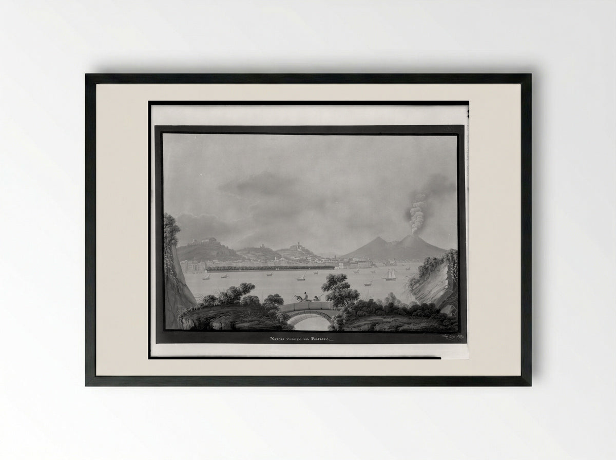 View of Naples from Posilipo - Johann Heinrich Wilhelm Tischbein - Framed Print Black