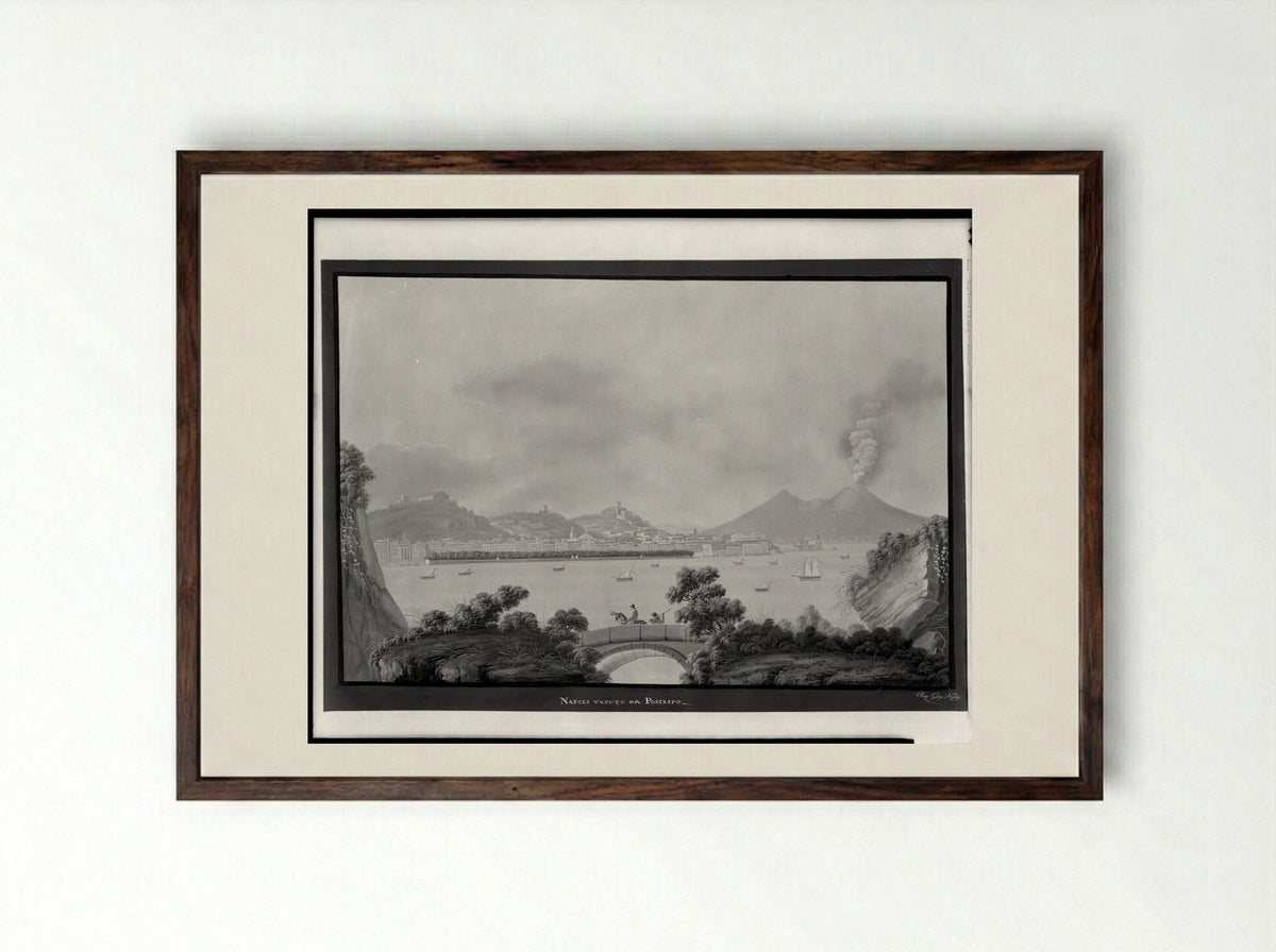 View of Naples from Posilipo - Johann Heinrich Wilhelm Tischbein - Framed Print Dark Wood