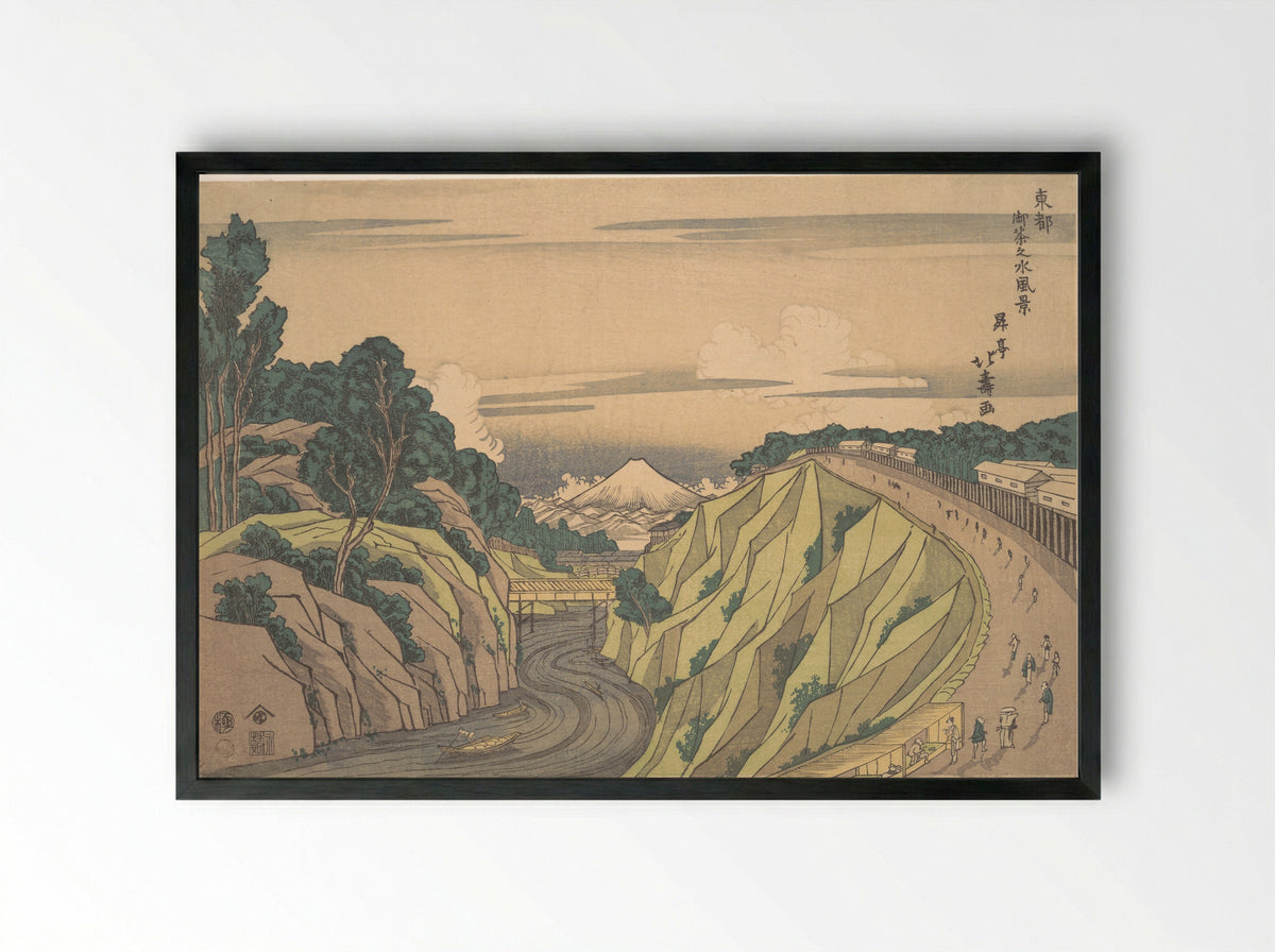 View of Ochanomizu in the Eastern Capital - Shōtei Hokuju - Framed Print Black