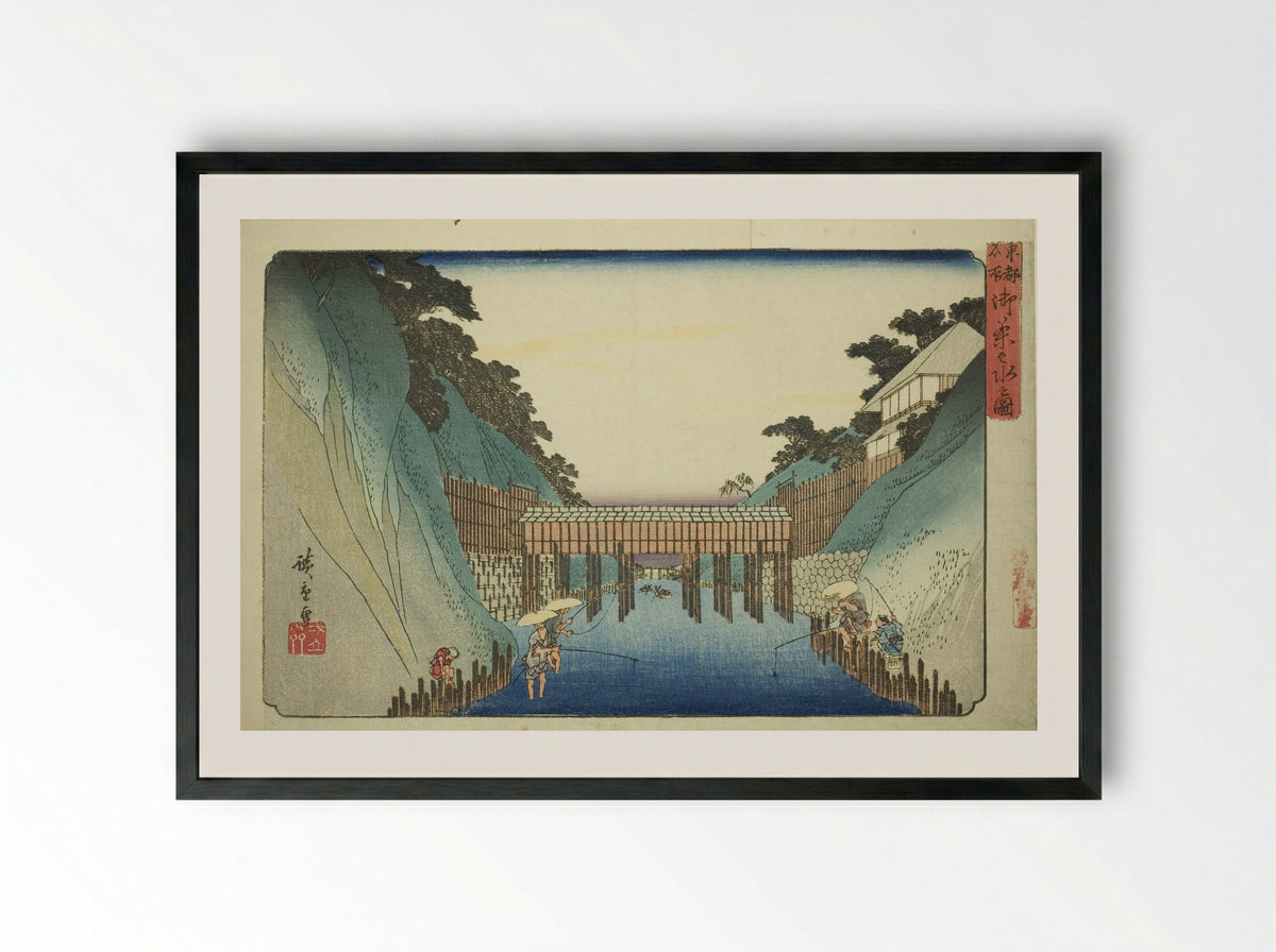 View of Ochanomizu - Utagawa Hiroshige - Framed Print Black