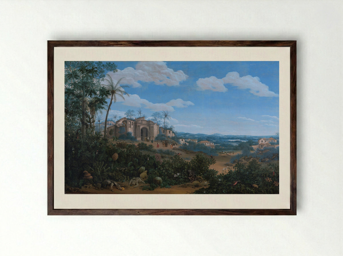 View of Olinda, Brazil - Frans Jansz. Post - Framed Print Dark Wood