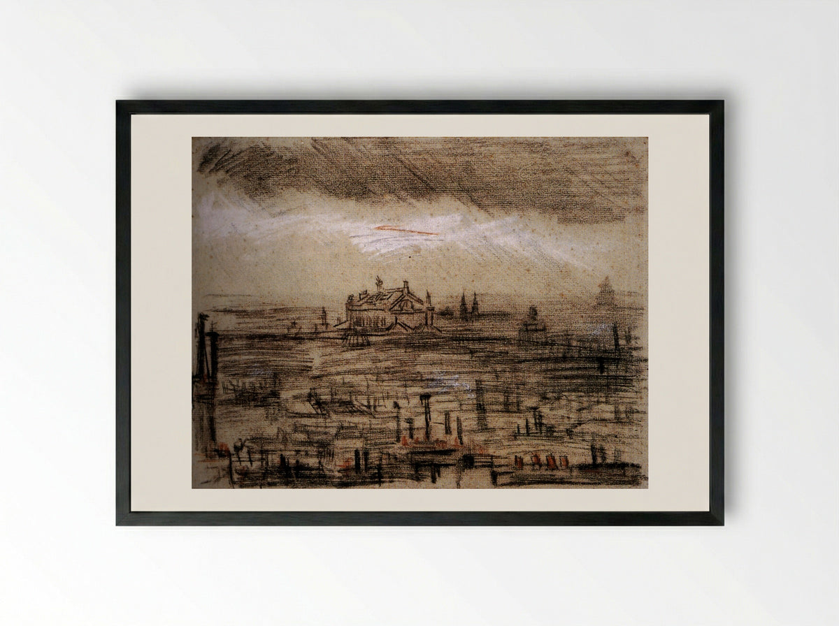 View of Paris with the Opéra - Vincent van Gogh - Framed Print Black