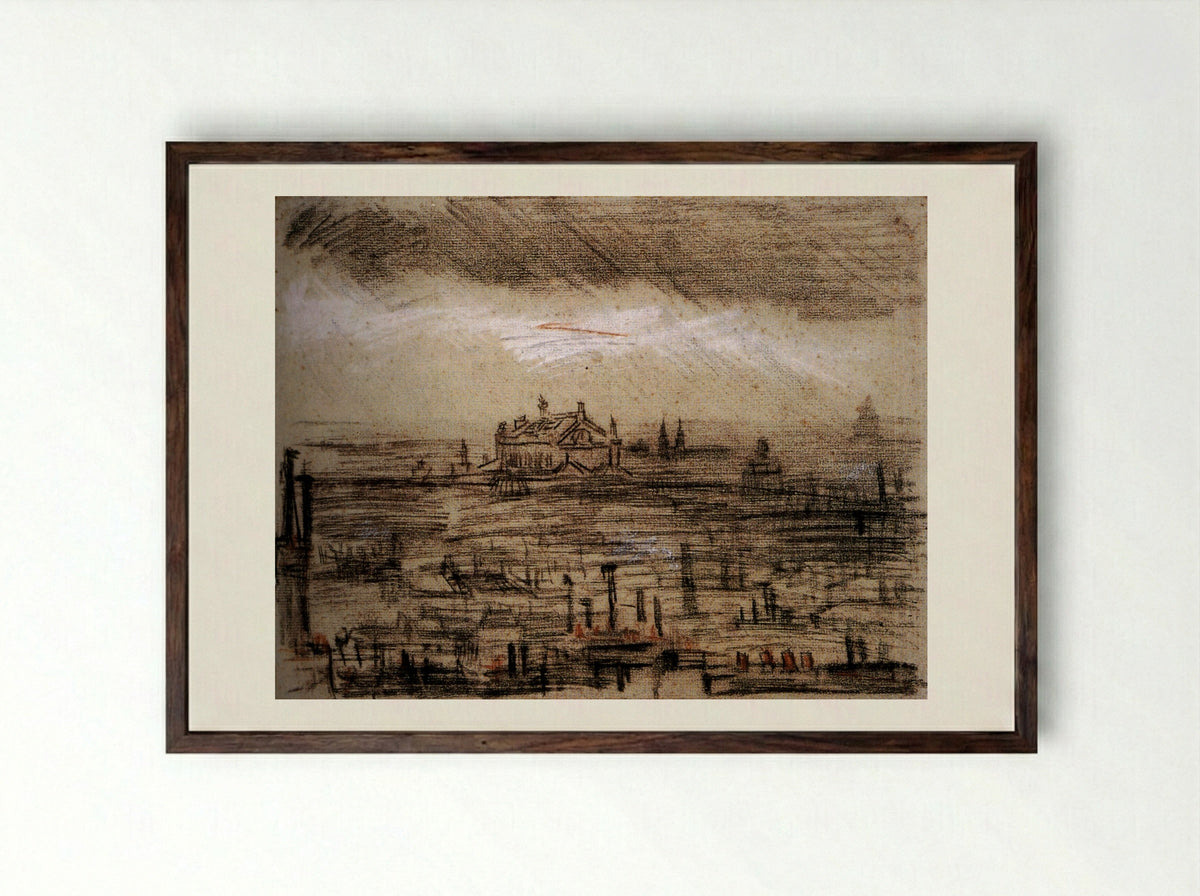 View of Paris with the Opéra - Vincent van Gogh - Framed Print Dark Wood