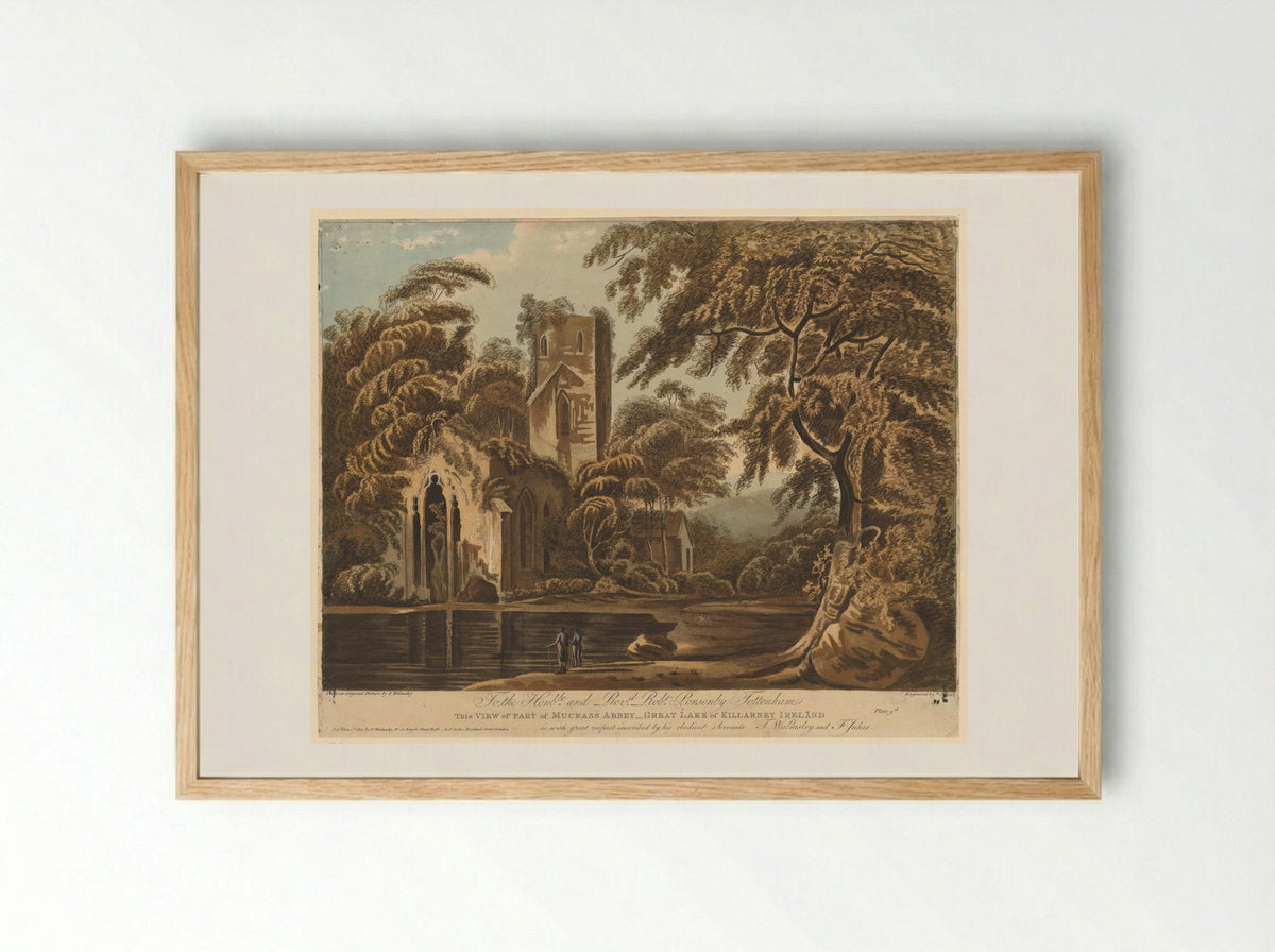 View of Part of Muckross Abbey, Great Lake of Killarney, Ireland - Francis Jukes - Framed Print Wood