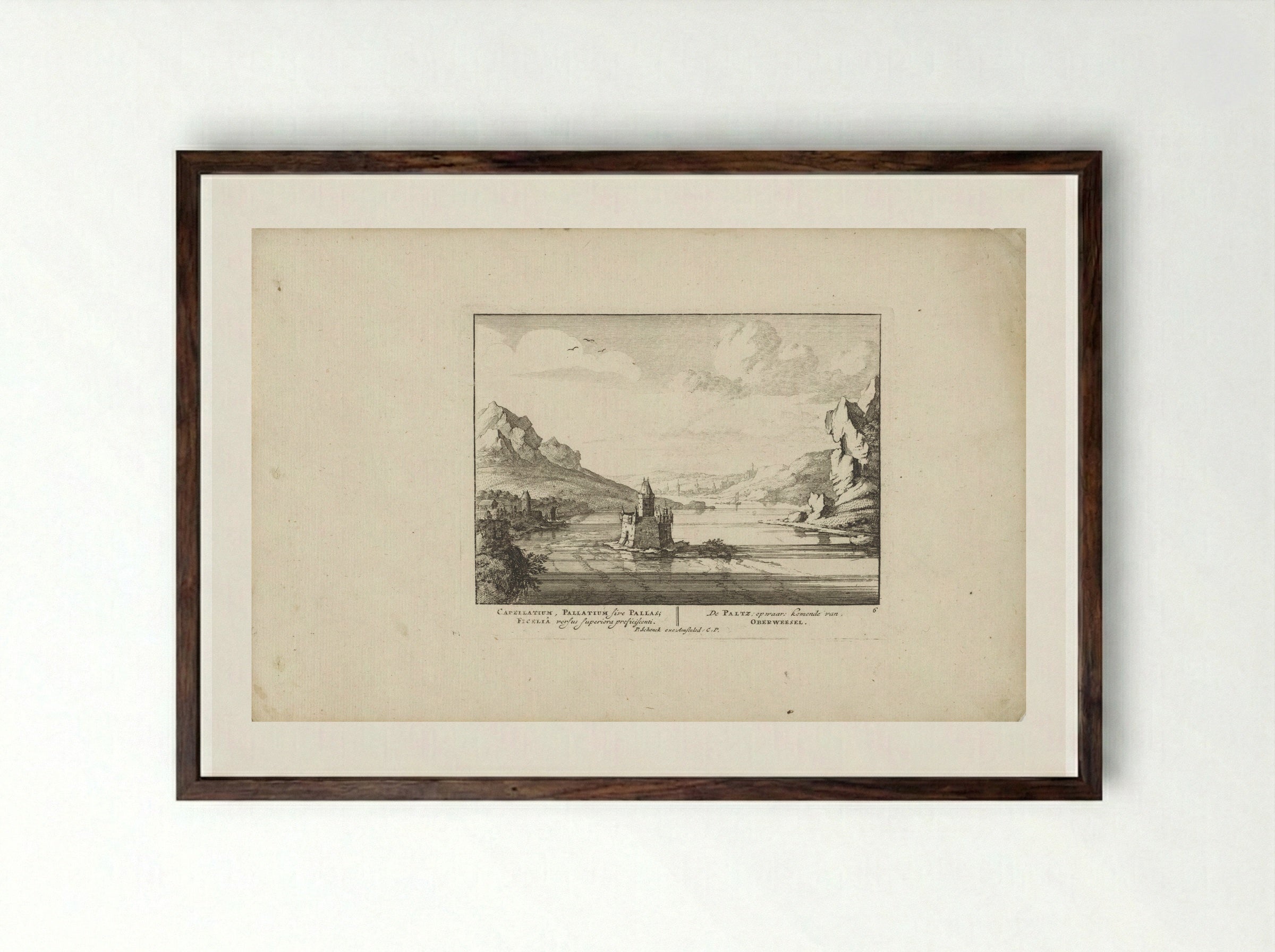View of Pfalzgrafenstein Castle from the North - Jan van Call (I) - Framed Print Dark Wood
