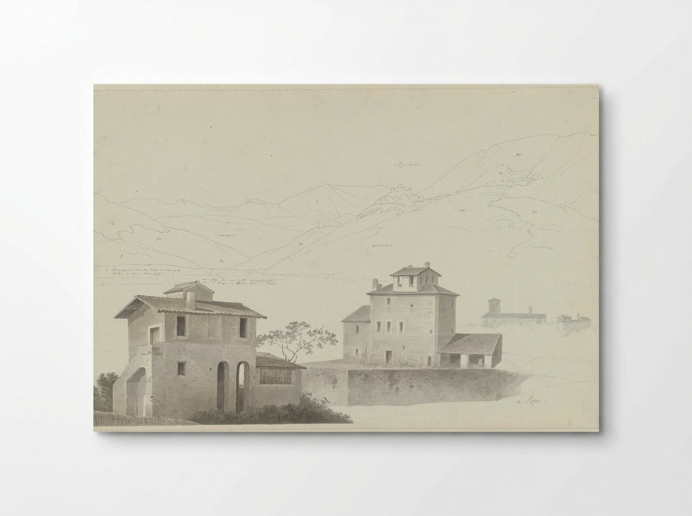 View of Roviano, Houses in Rome in the Foreground - Josephus Augustus Knip - Poster