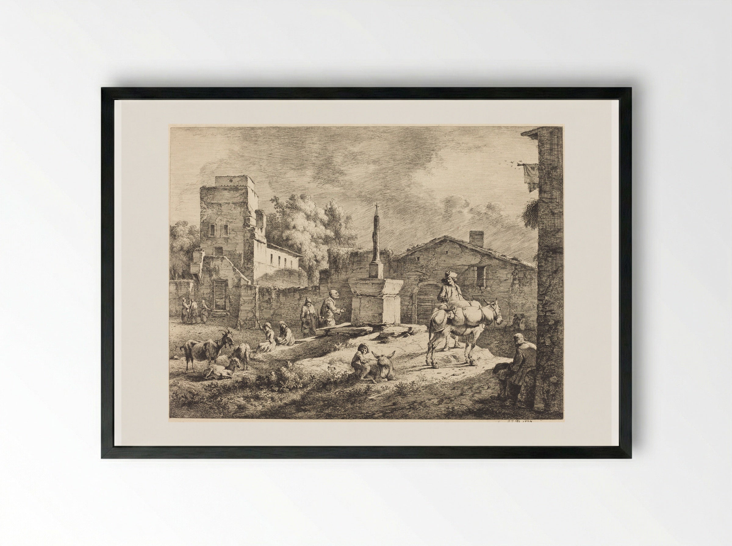 View of Saint-Andéol - Jean-Jacques de Boissieu - Framed Print Black
