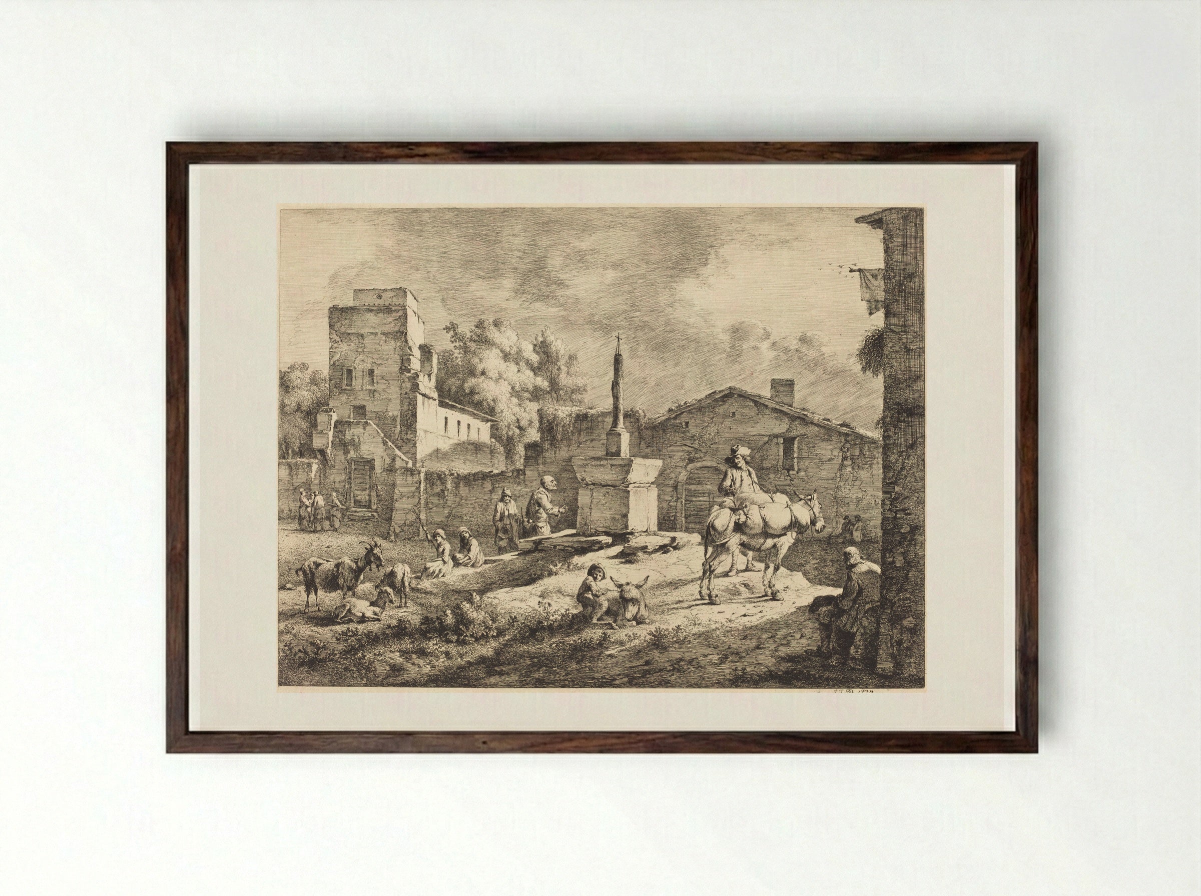 View of Saint-Andéol - Jean-Jacques de Boissieu - Framed Print Dark Wood