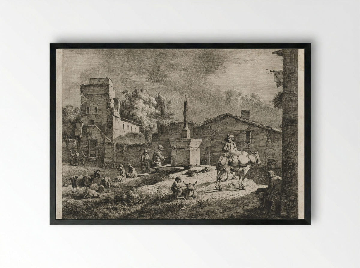 View of Saint-Andeol - Jean Jacques de Boissieu - Framed Print Black