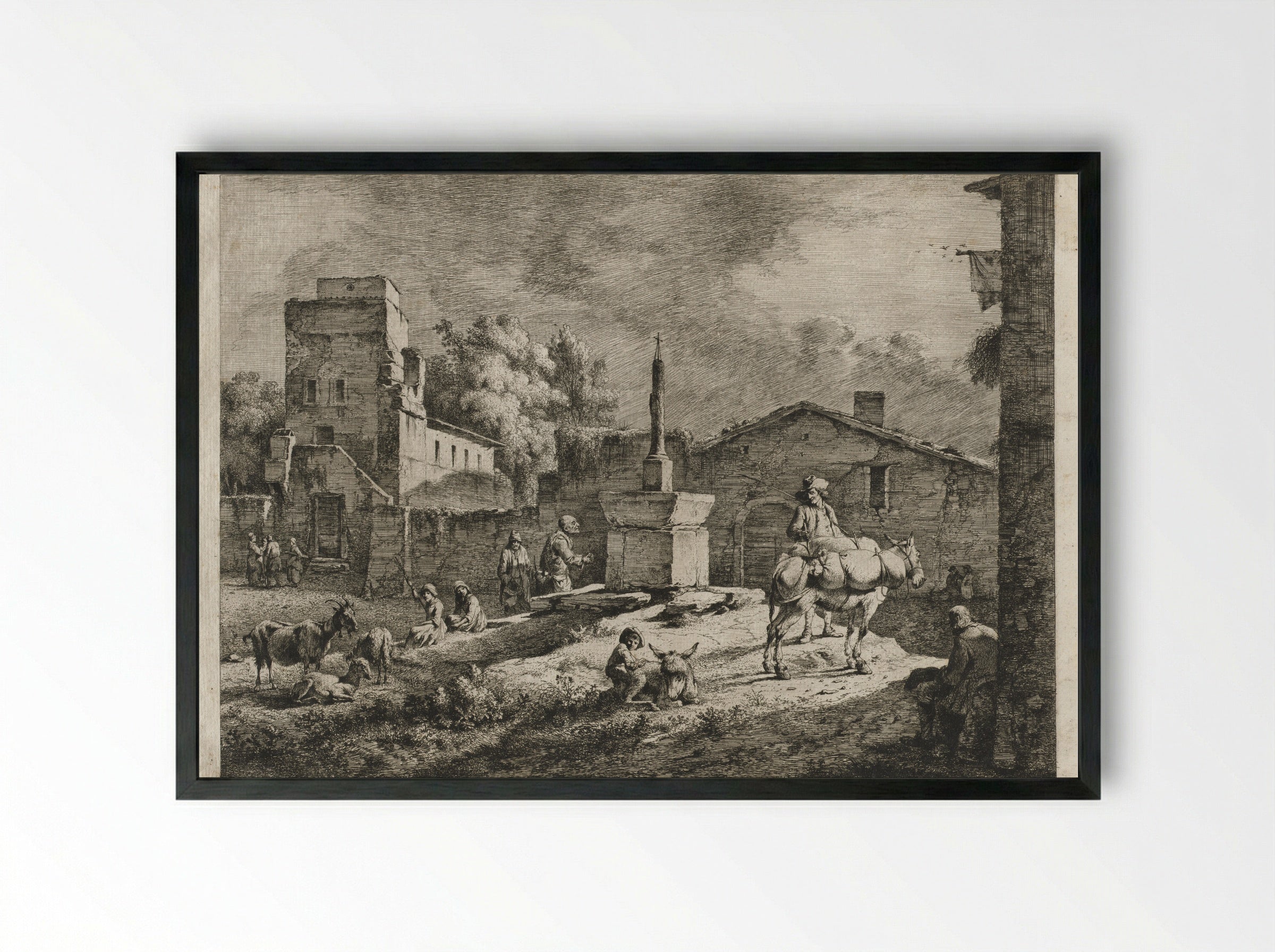 View of Saint-Andeol - Jean Jacques de Boissieu - Framed Print Black