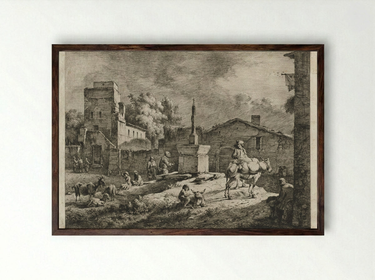 View of Saint-Andeol - Jean Jacques de Boissieu - Framed Print Dark Wood
