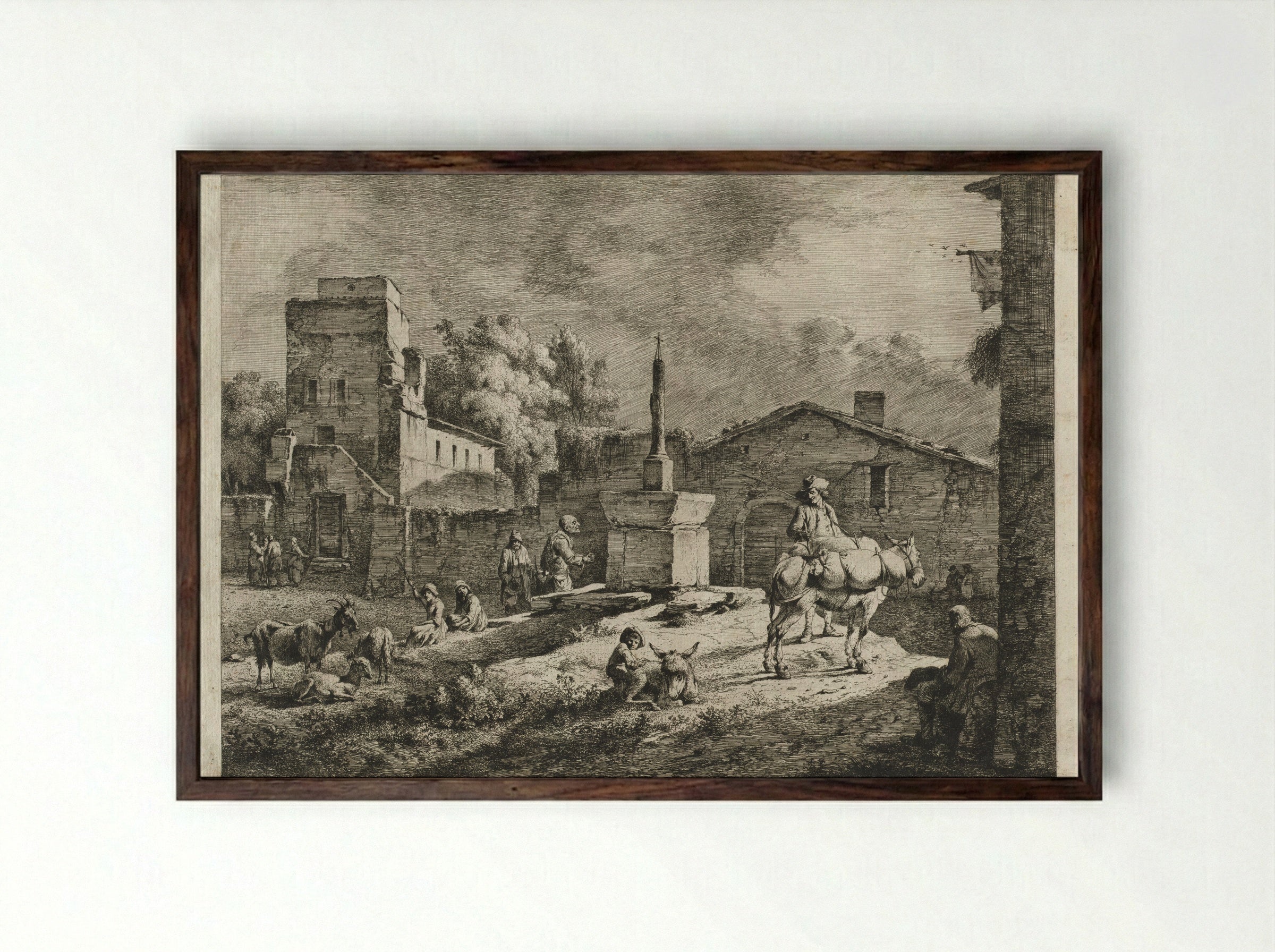 View of Saint-Andeol - Jean Jacques de Boissieu - Framed Print Dark Wood
